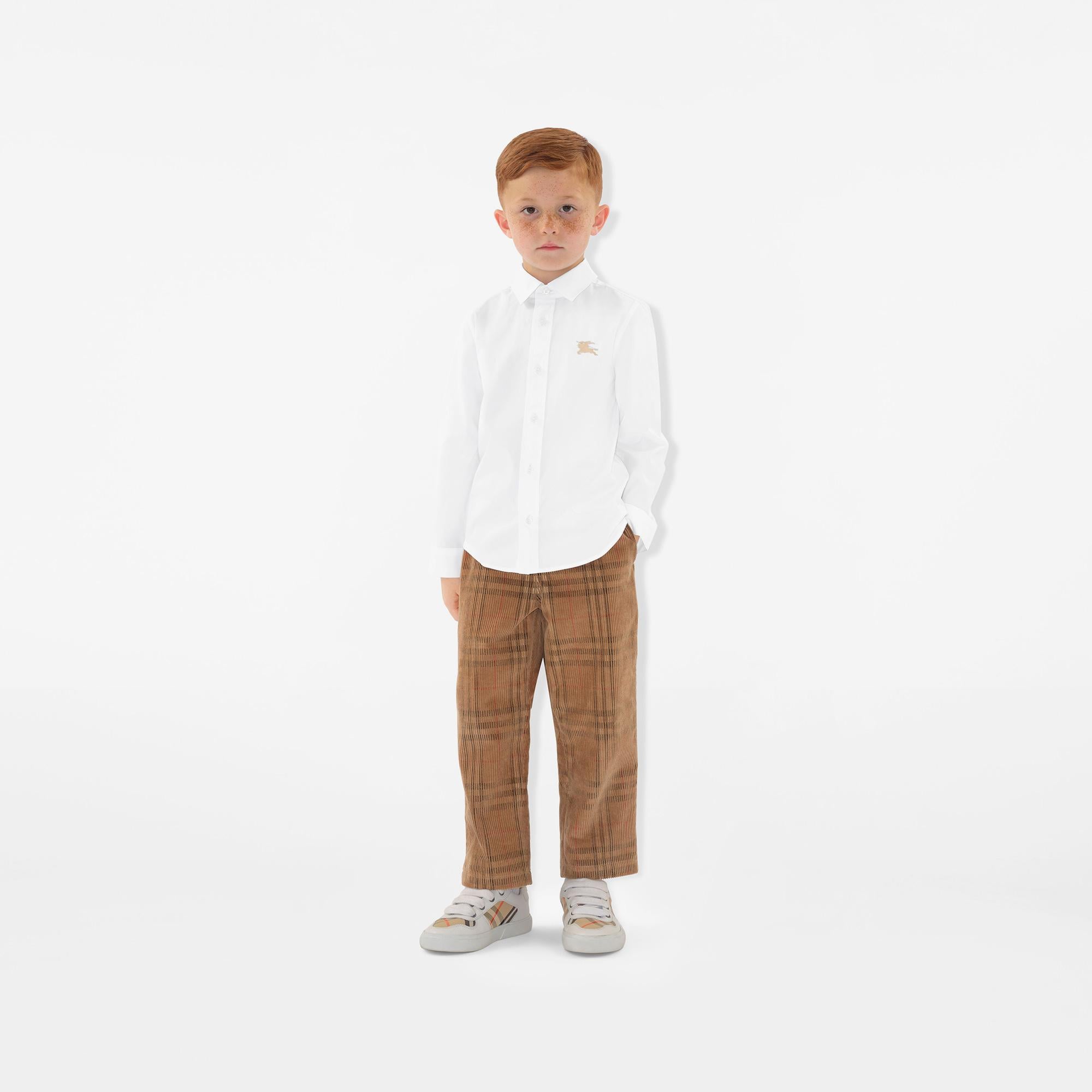 Burberry Owen Stretch Cotton Çocuk Beyaz Gömlek