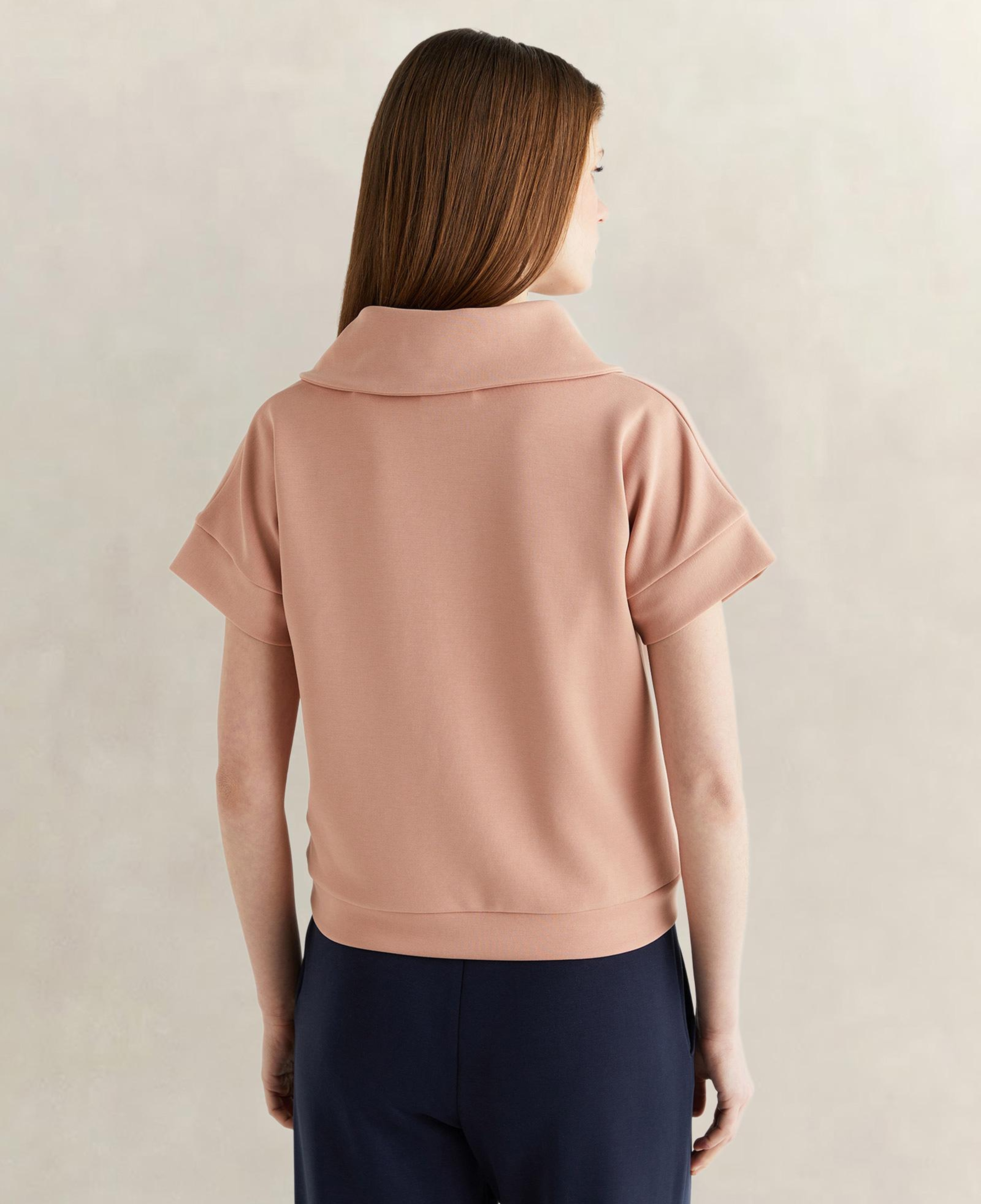 GANT Kadın Pembe Relaxed Fit Yarım Fermuarlı Kısa Kollu Sweatshirt