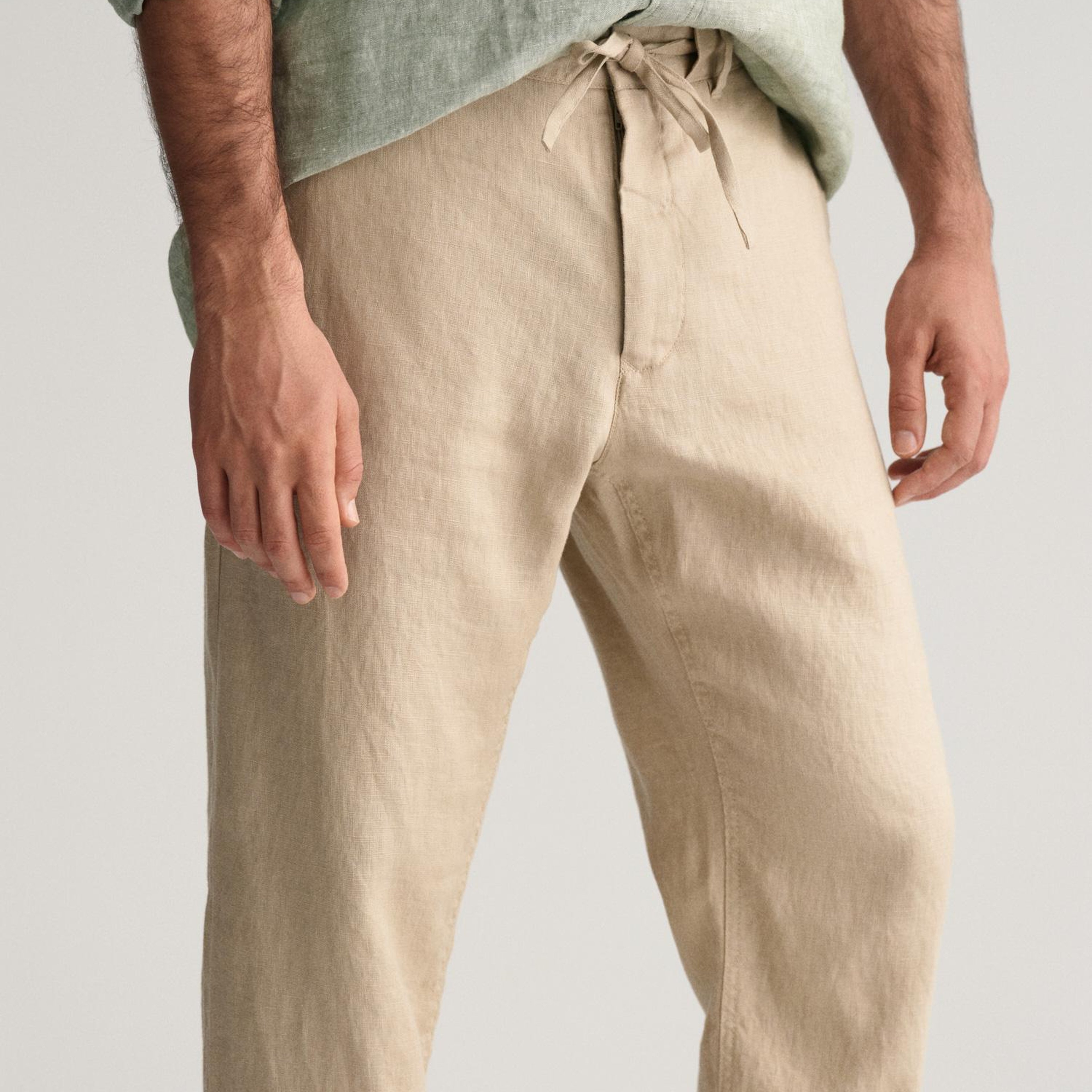 GANT Erkek Bej Relaxed Fit Keten Pantolon
