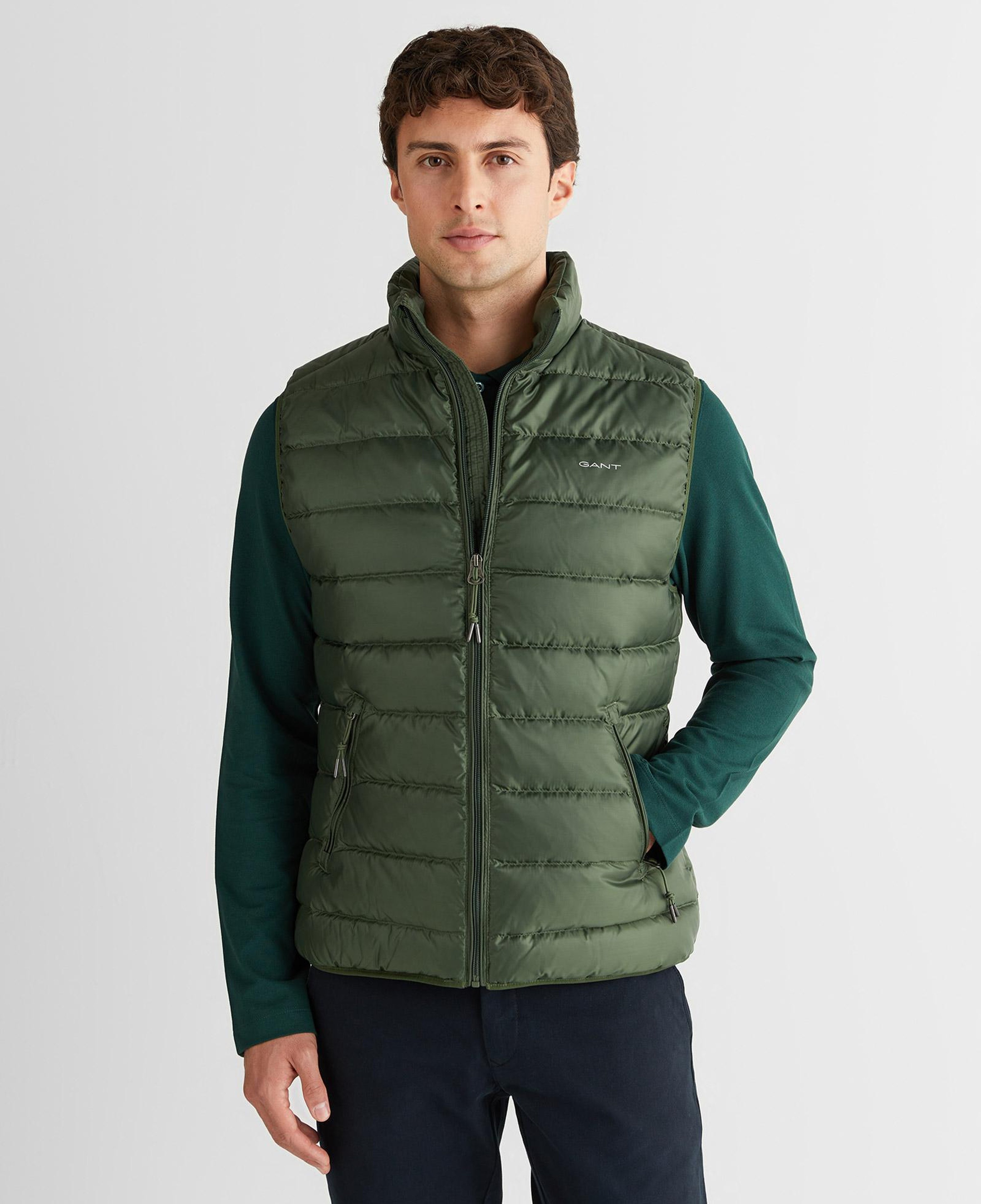 GANT Erkek Yeşil Regular Fit Dik Yaka Kaz Tüyü Yelek