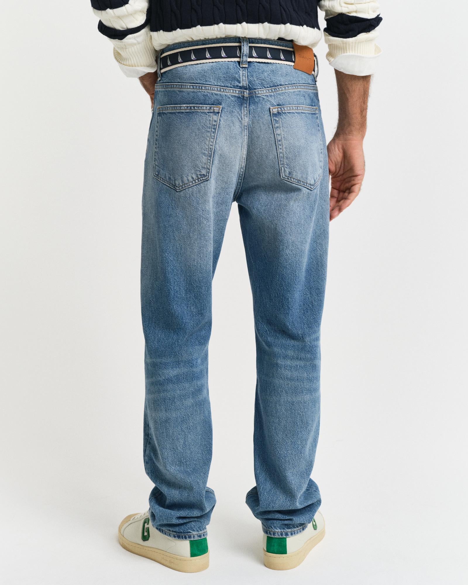 GANT Erkek Mavi Straight Fit Jean Pantolon