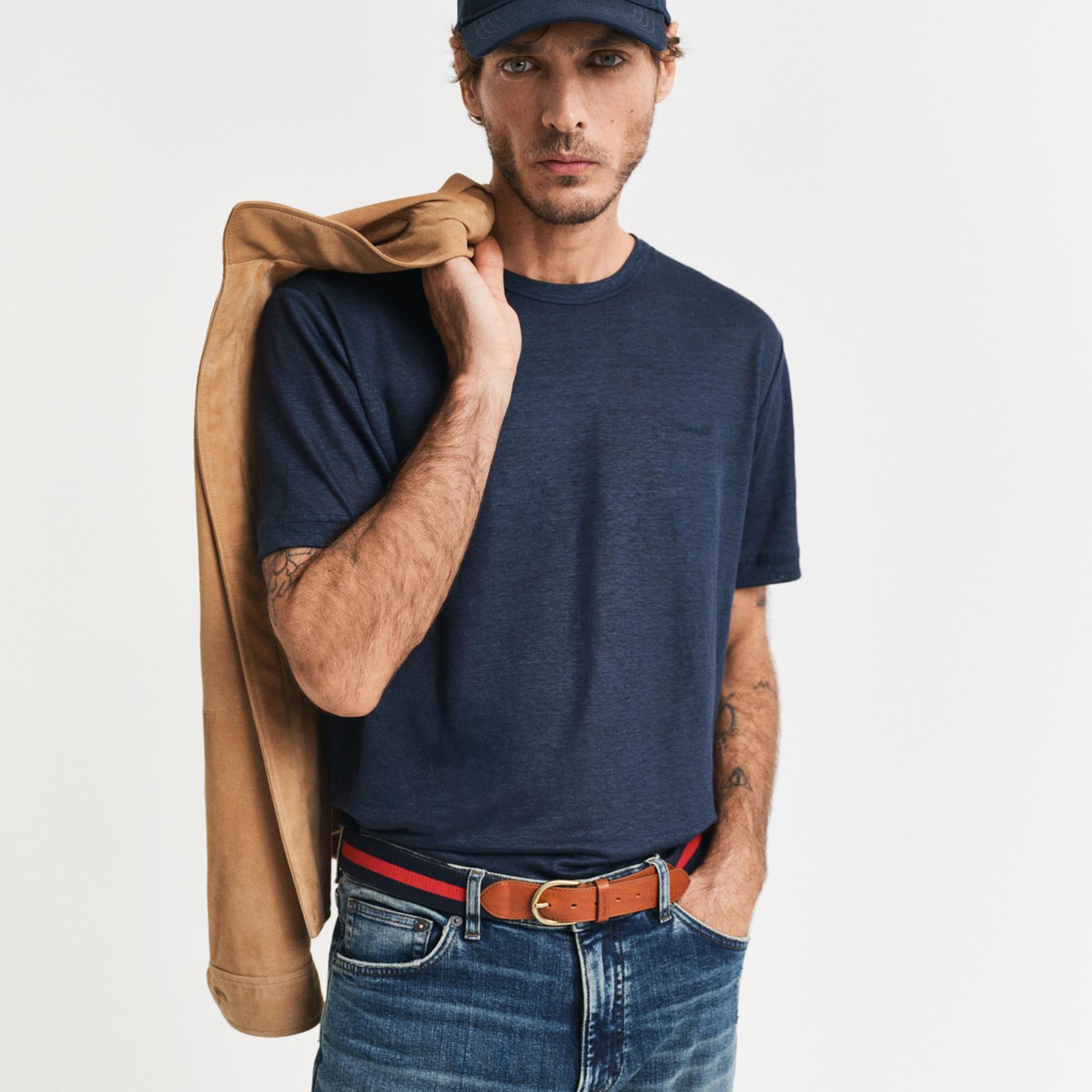 GANT Erkek Lacivert Regular Fit Bisiklet Yaka T-Shirt
