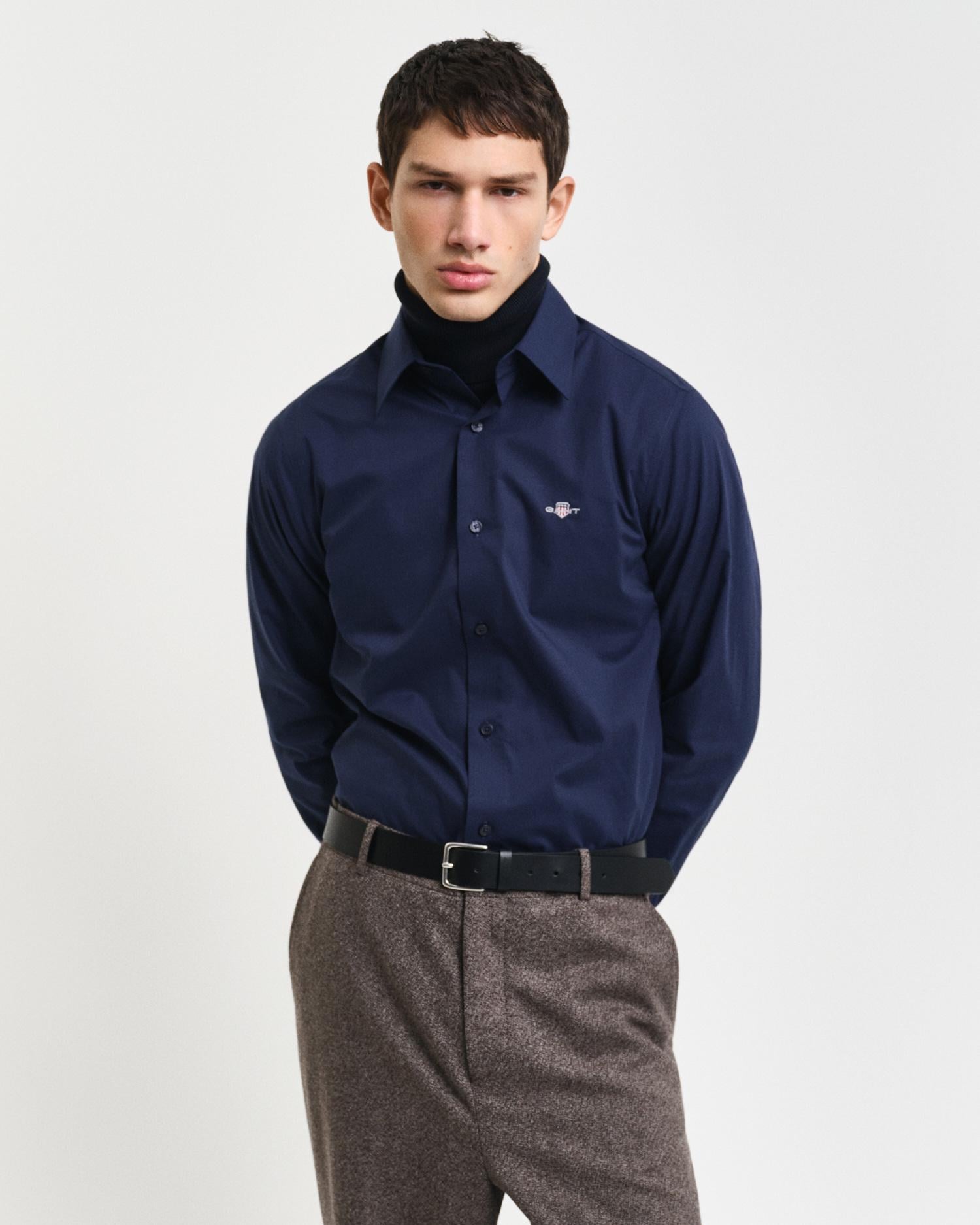 GANT Erkek Lacivert Slim Fit Gömlek