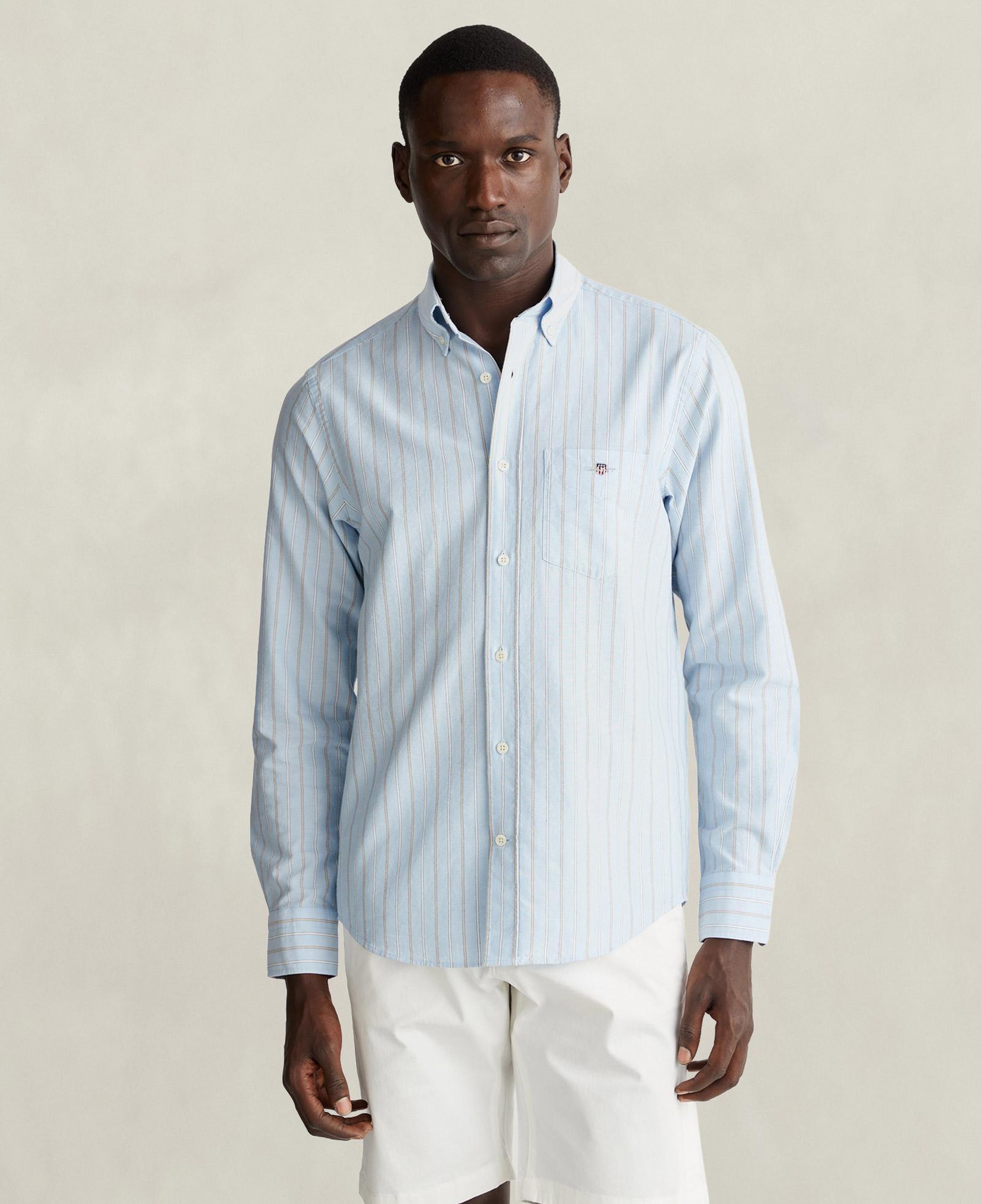 GANT Erkek Mavi Regular Fit Çizgili Logolu Gömlek