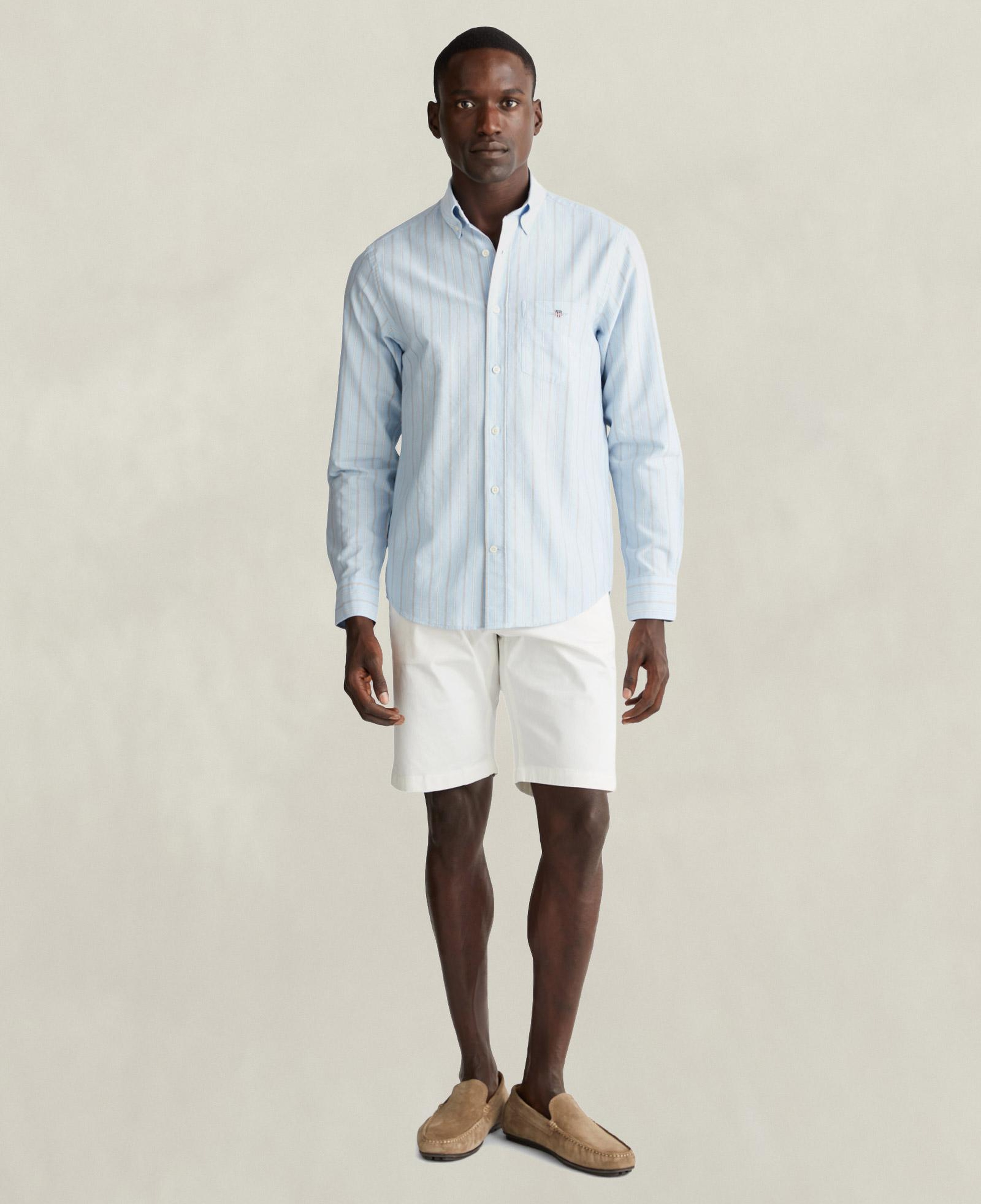 GANT Erkek Mavi Regular Fit Çizgili Logolu Gömlek