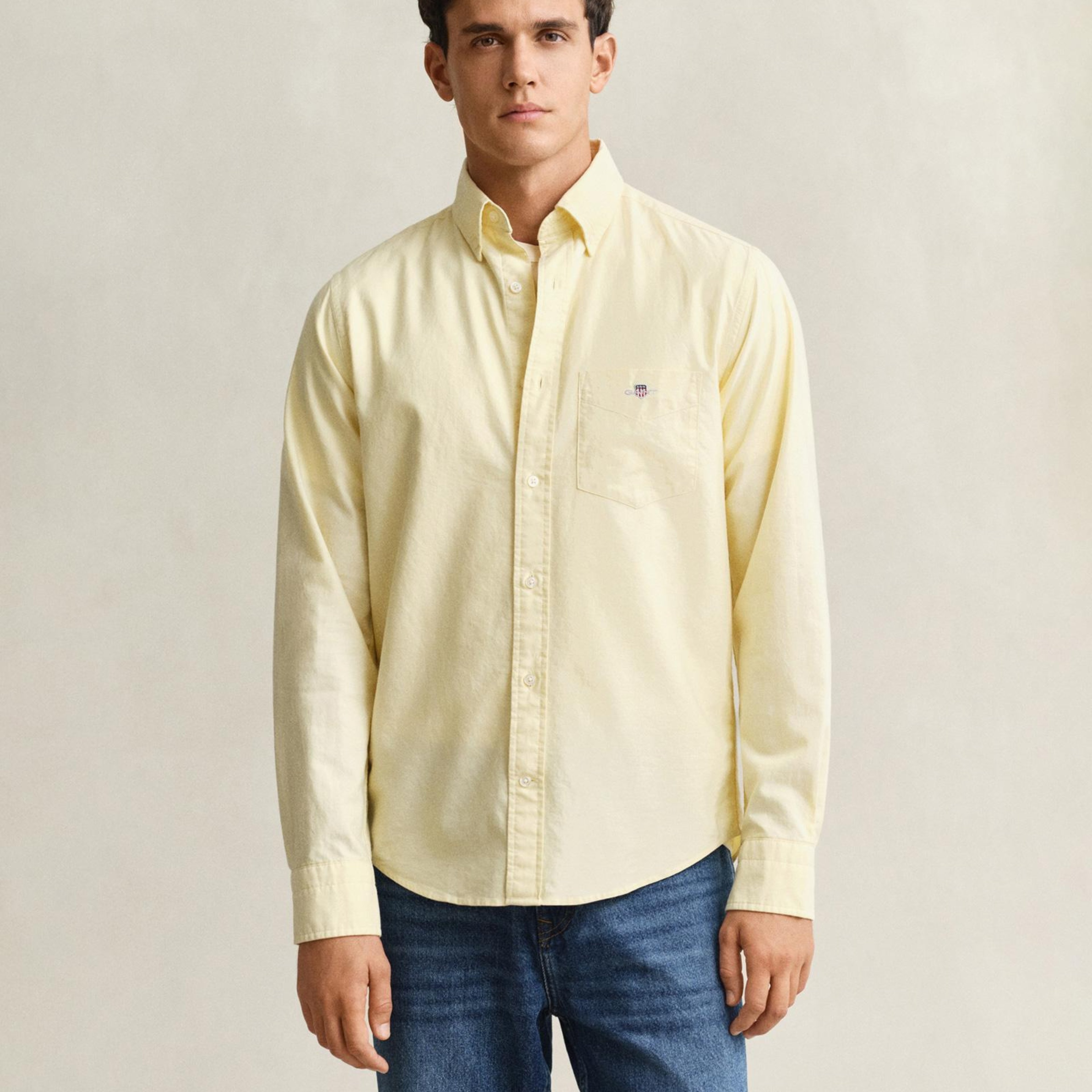 GANT Erkek Sarı Regular Fit Logolu Gömlek