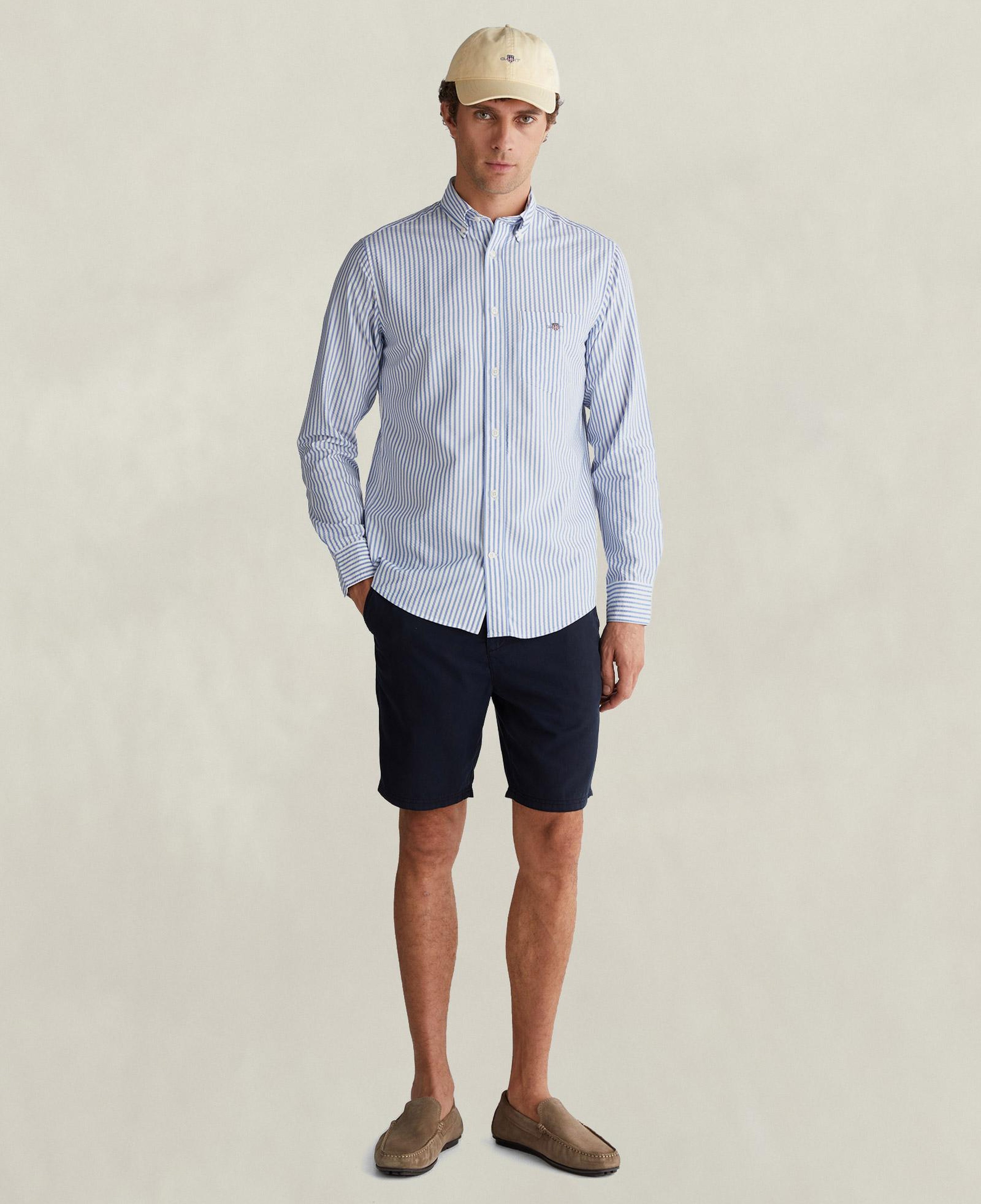 GANT Erkek Mavi Regular Fit Çizgili Logolu Gömlek