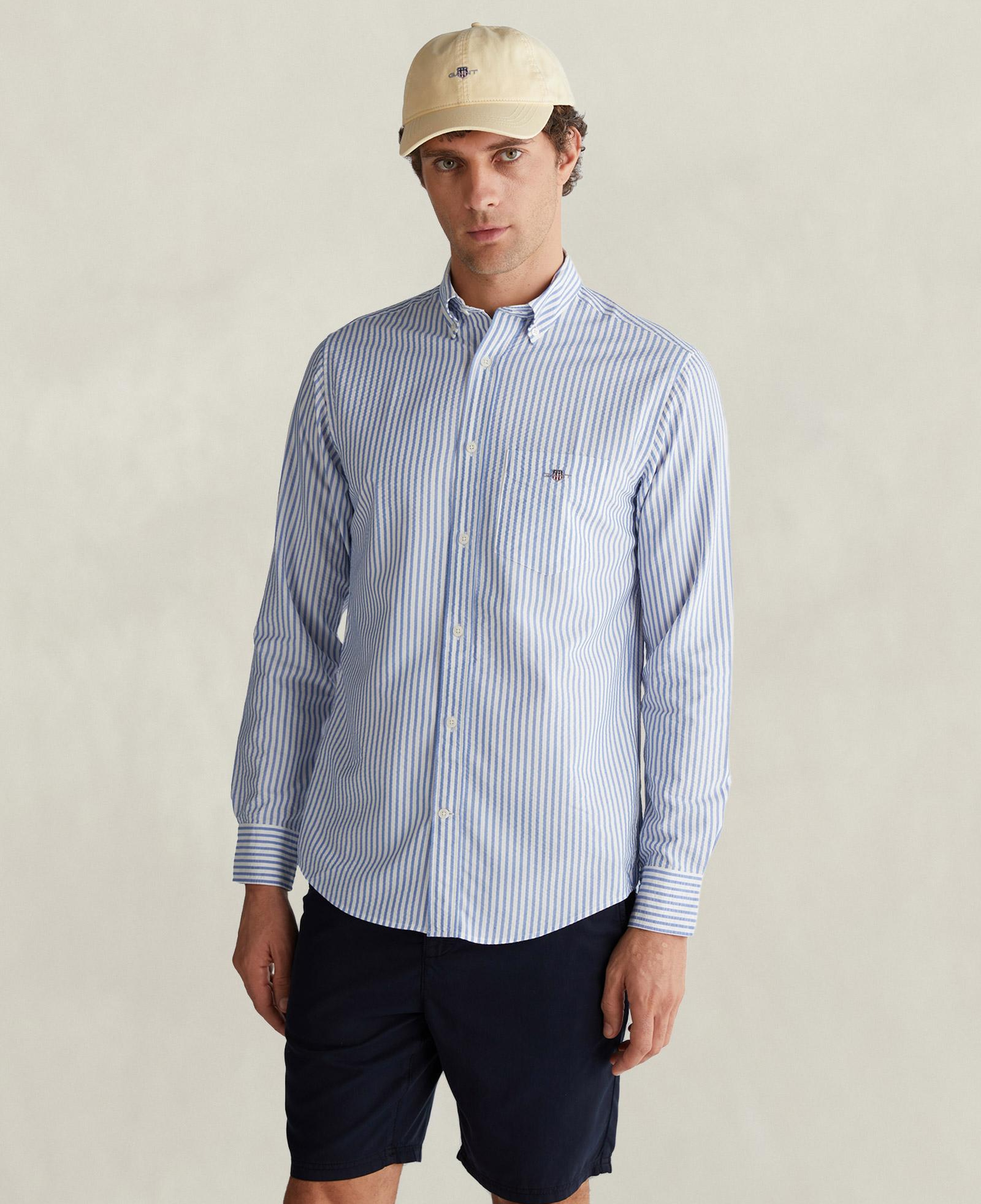 GANT Erkek Mavi Regular Fit Çizgili Logolu Gömlek