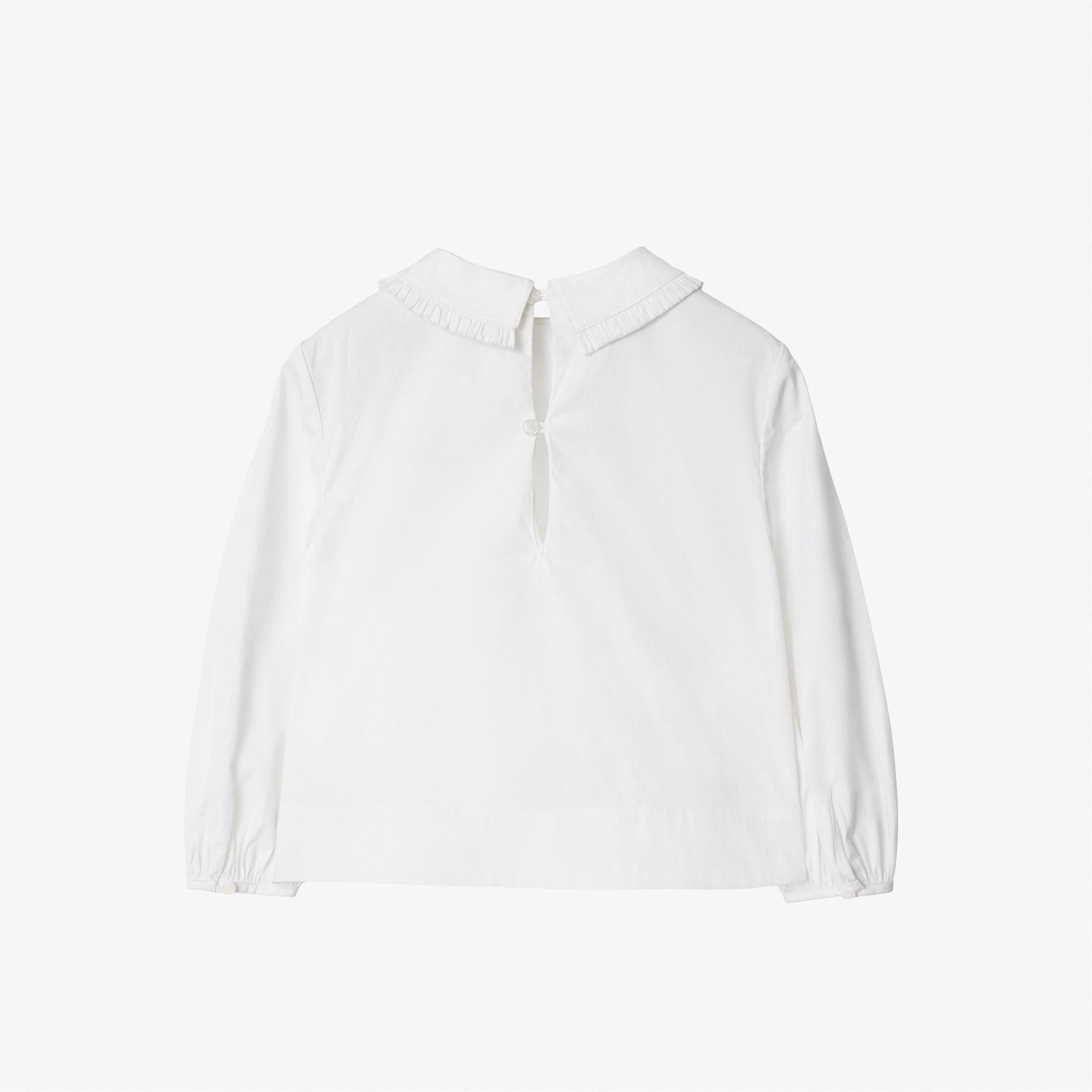 Burberry Cora Frill Cotton Çocuk Beyaz Gömlek