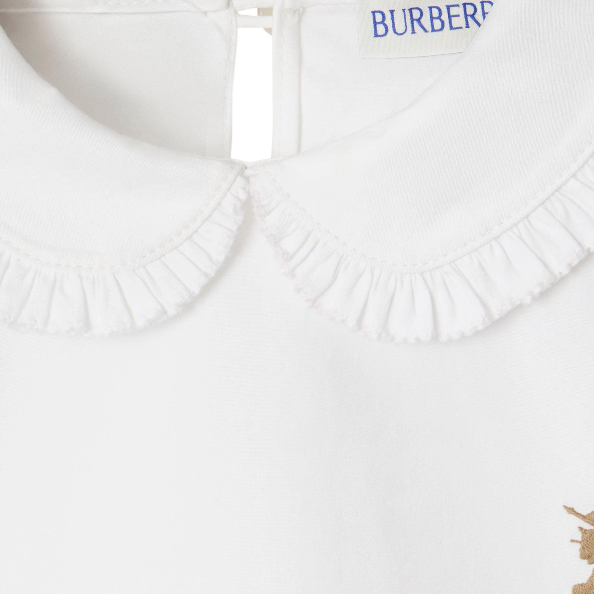 Burberry Cora Frill Cotton Çocuk Beyaz Gömlek