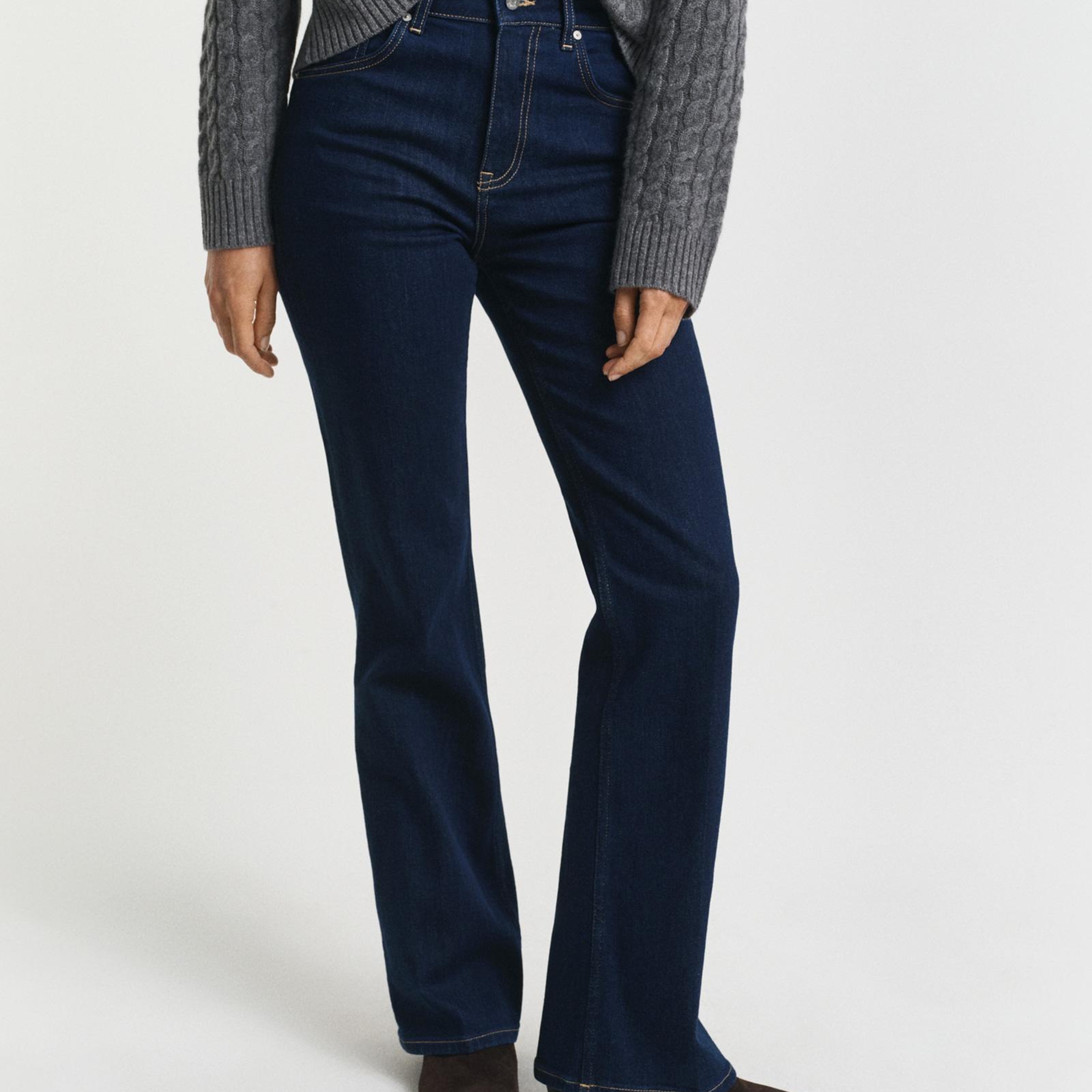 GANT Kadın Lacivert Slim Fit Flare Jean Pantolon
