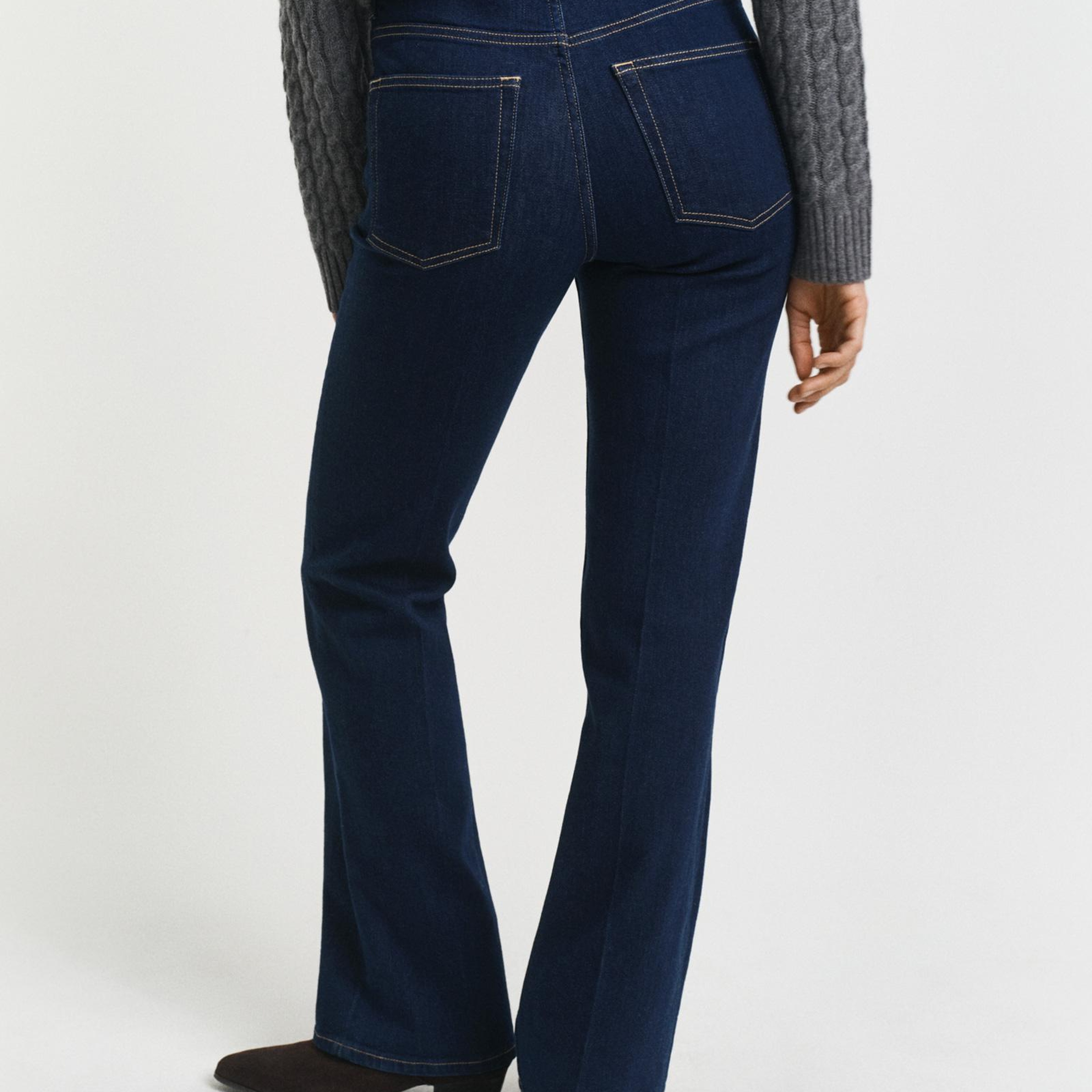 GANT Kadın Lacivert Slim Fit Flare Jean Pantolon