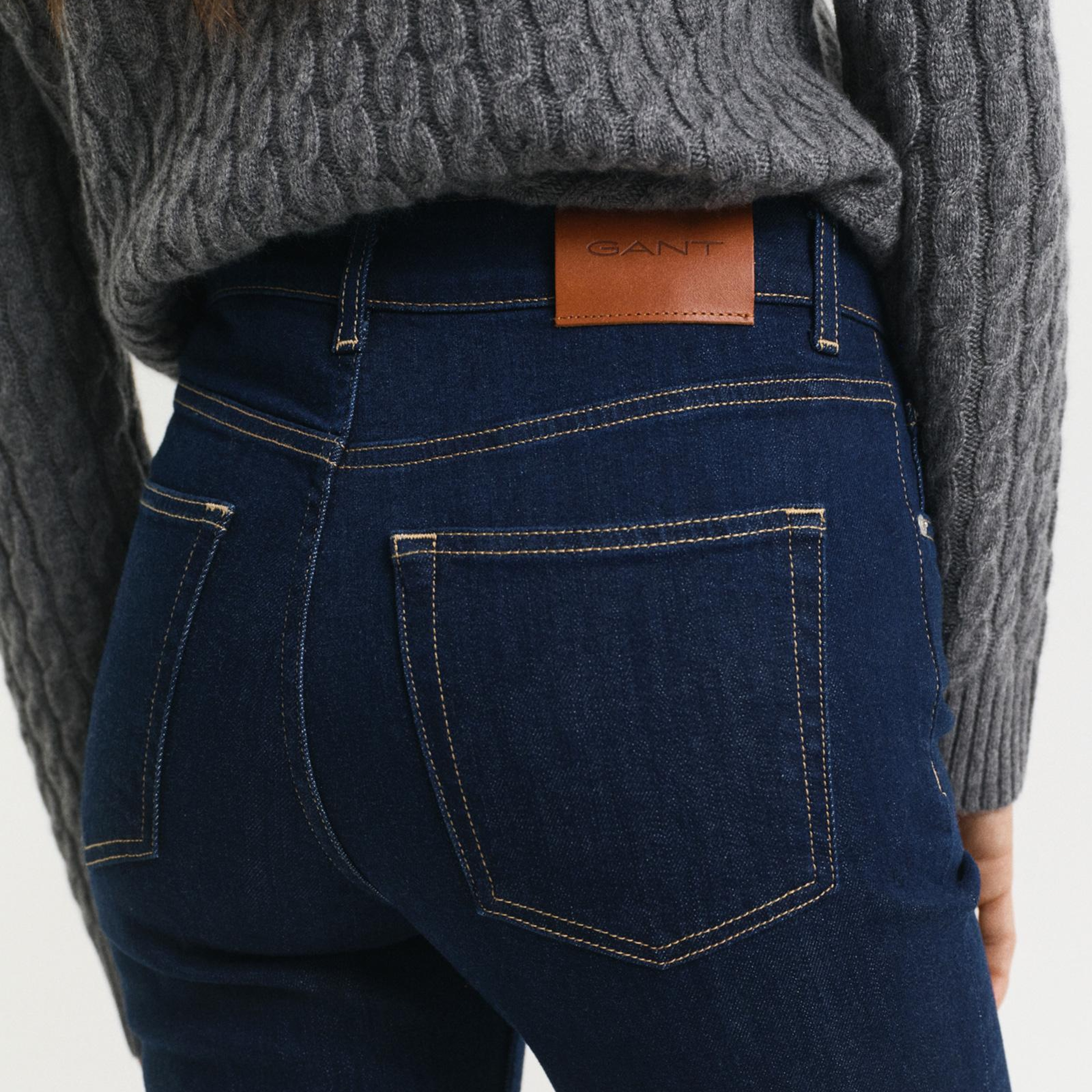 GANT Kadın Lacivert Slim Fit Flare Jean Pantolon