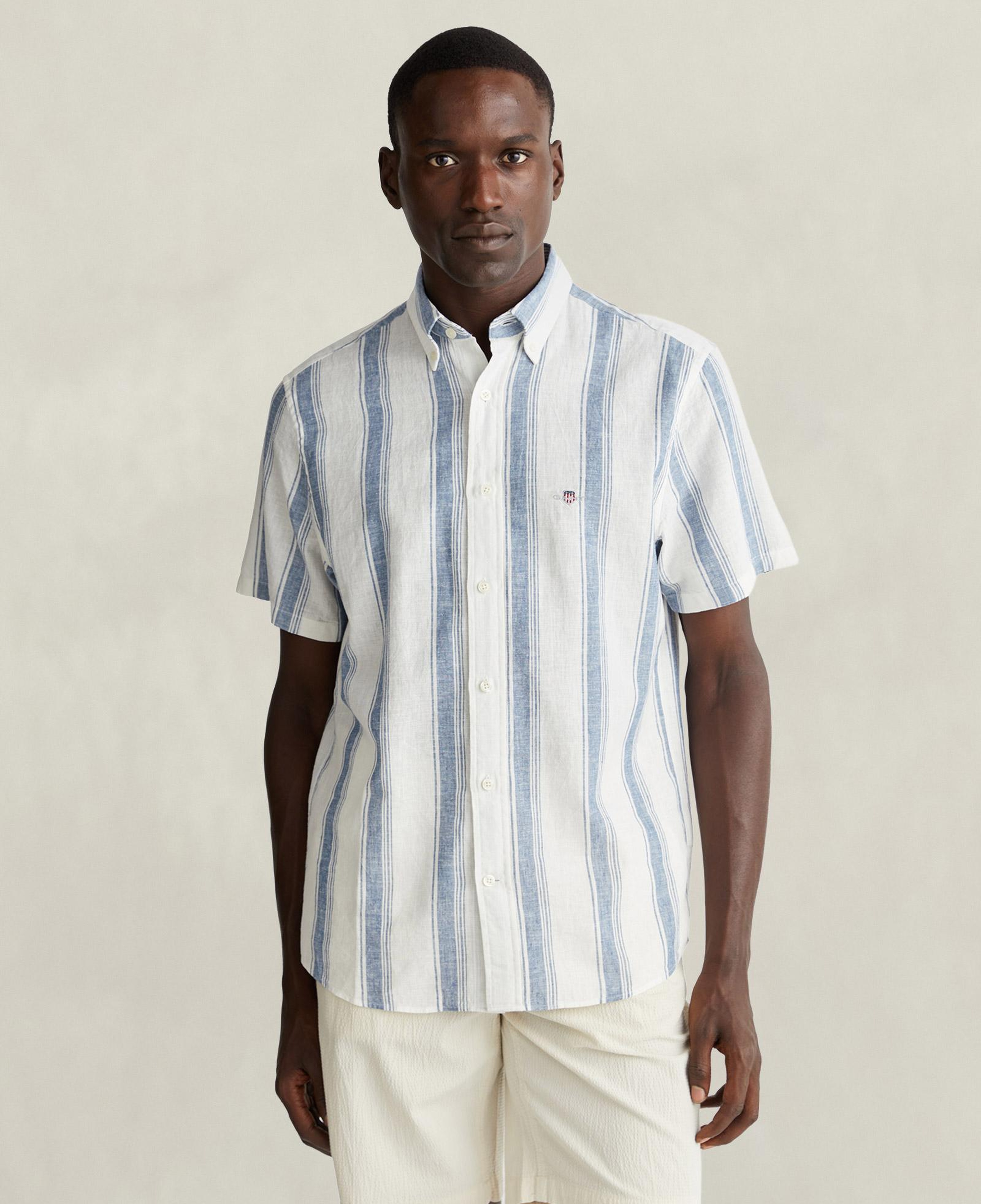 GANT Erkek Mavi Regular Fit Çizgili Logolu Gömlek