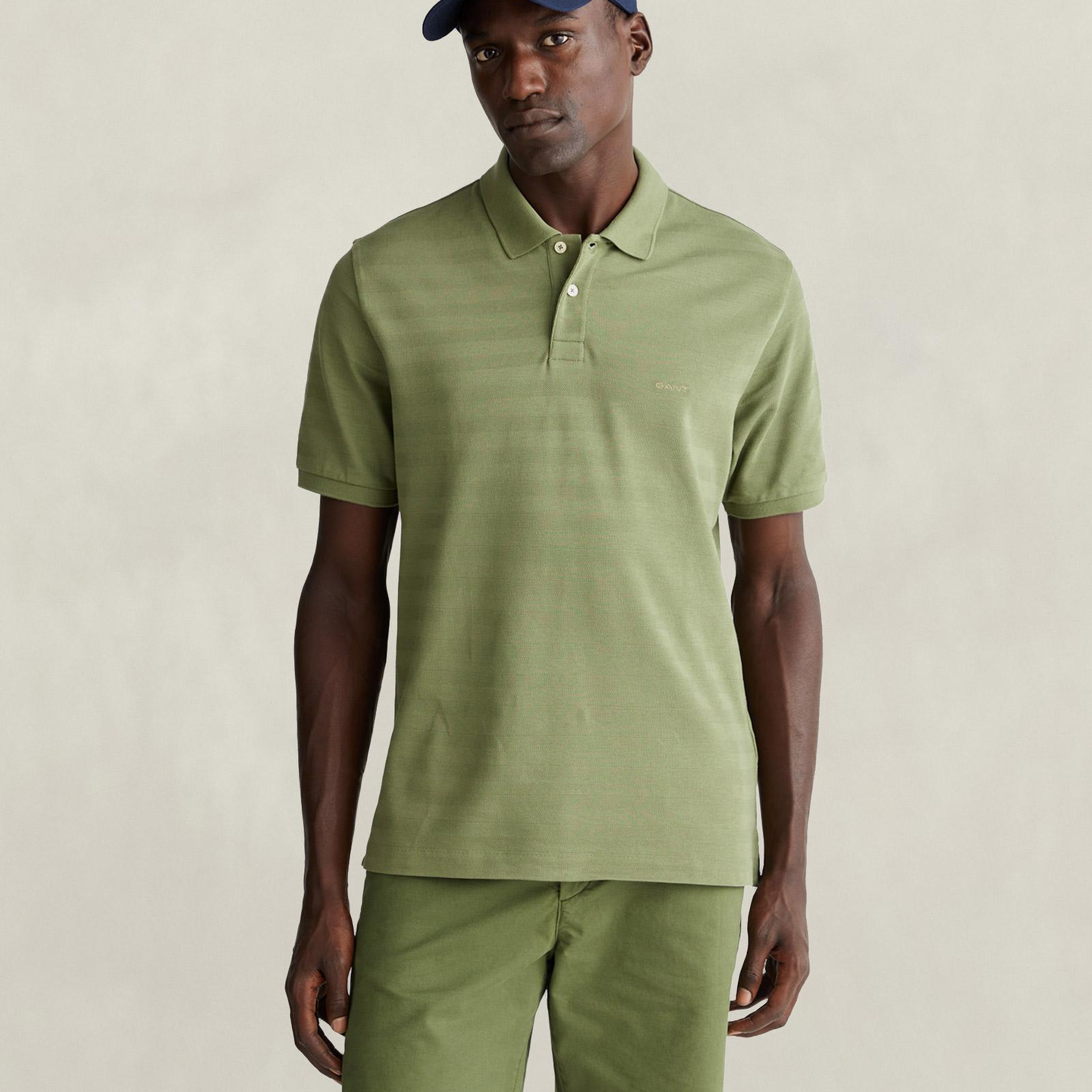 GANT Erkek Yeşil Regular Fit Polo Yaka T-Shirt