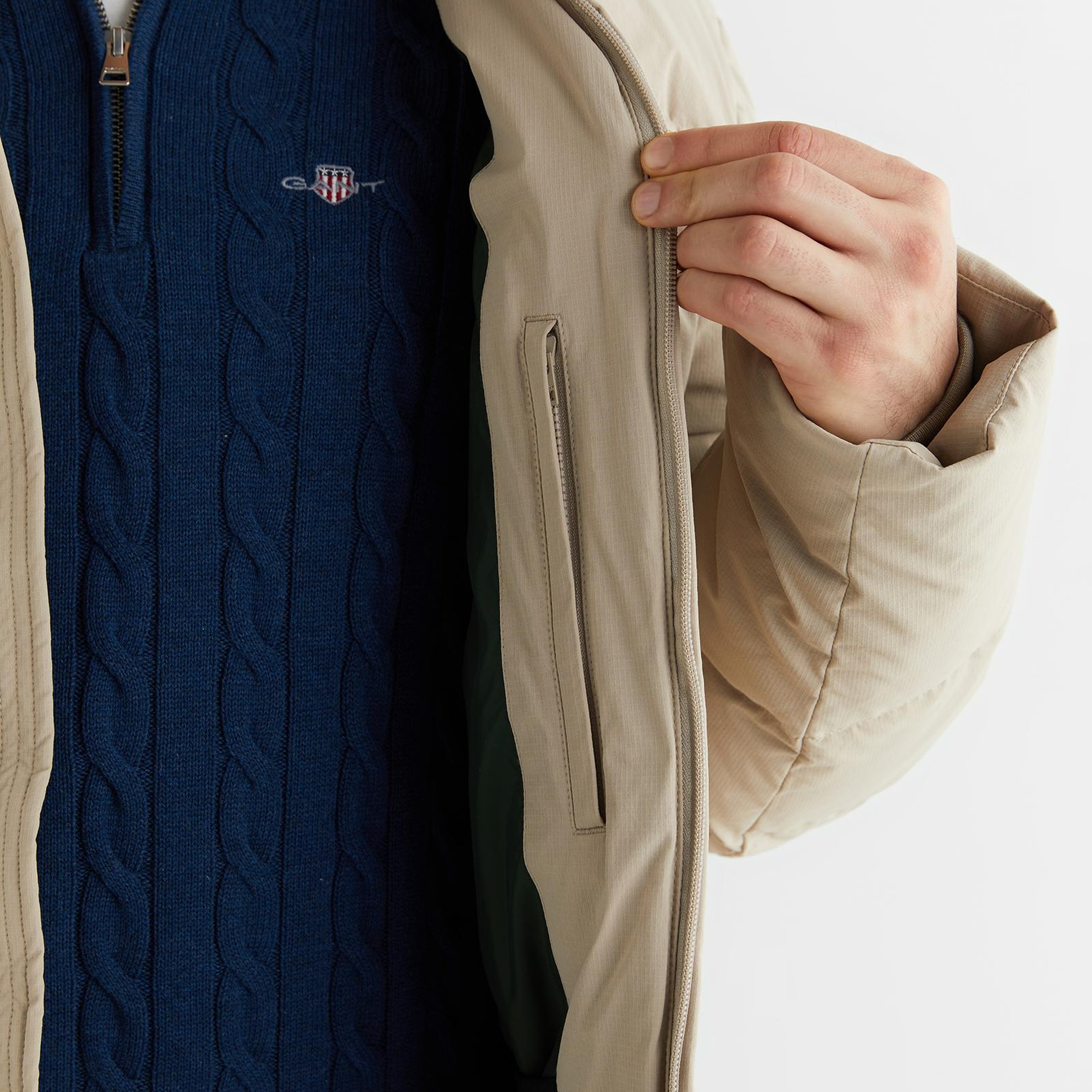 GANT Erkek Bej Regular Fit Fermuarlı Mont