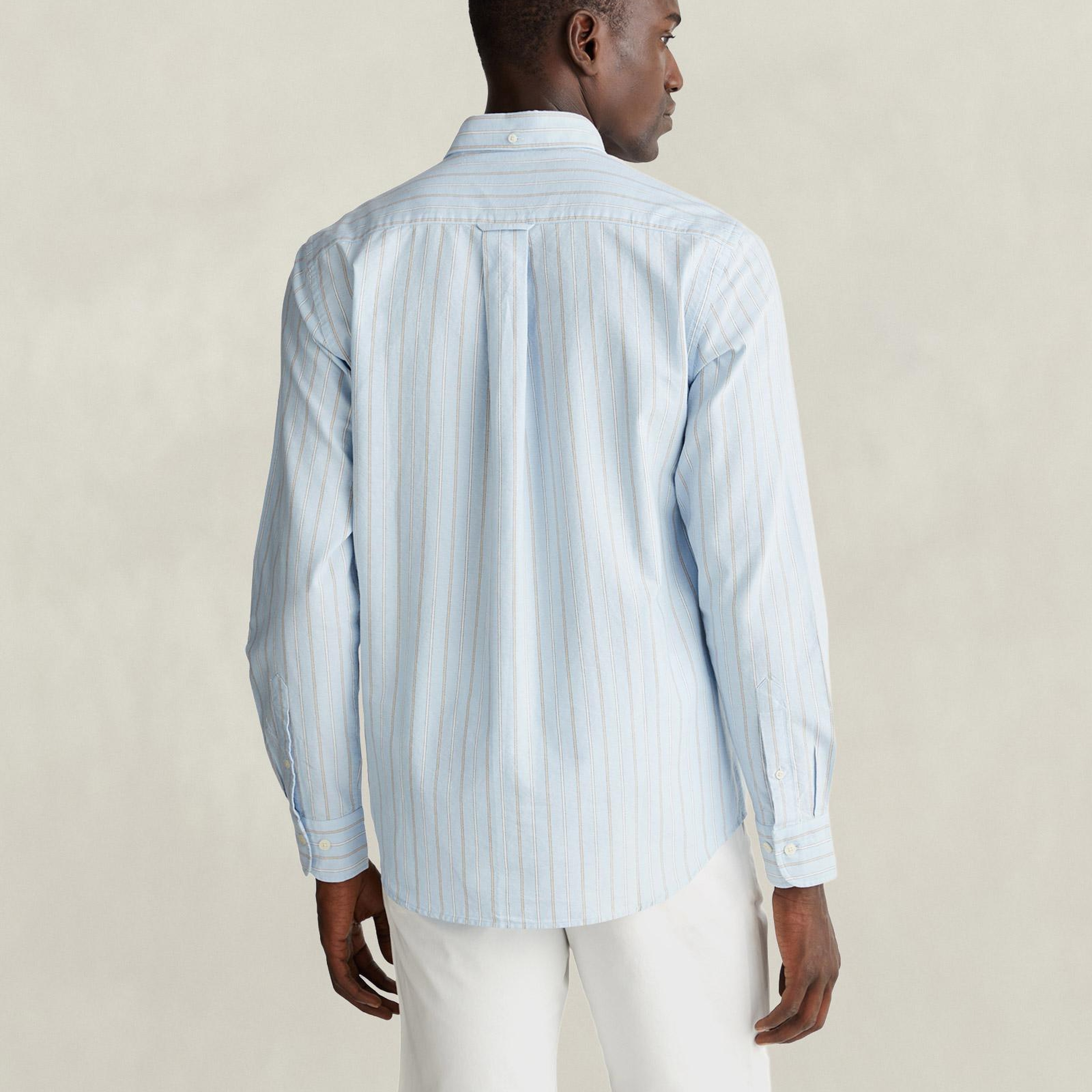GANT Erkek Mavi Regular Fit Çizgili Logolu Gömlek