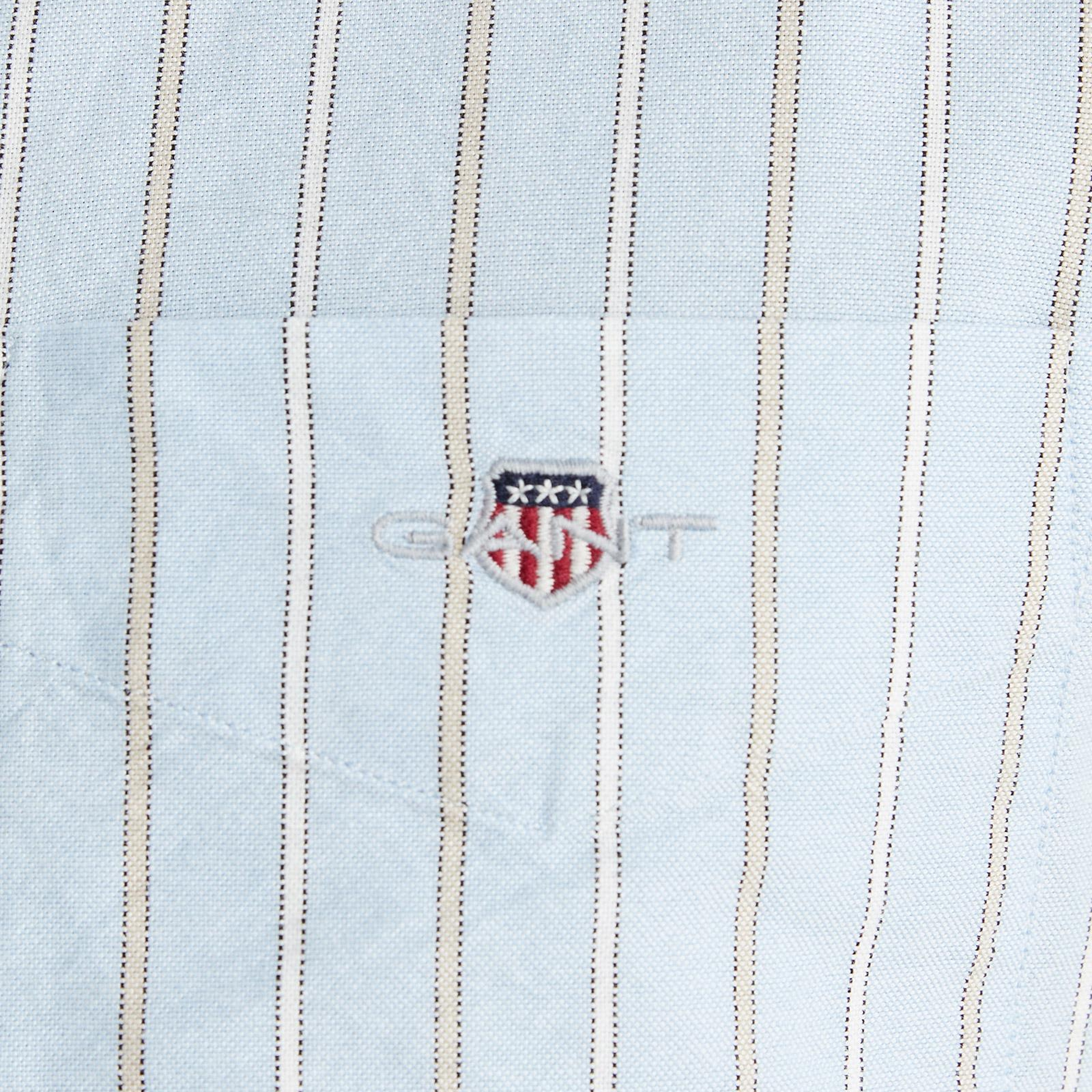 GANT Erkek Mavi Regular Fit Çizgili Logolu Gömlek