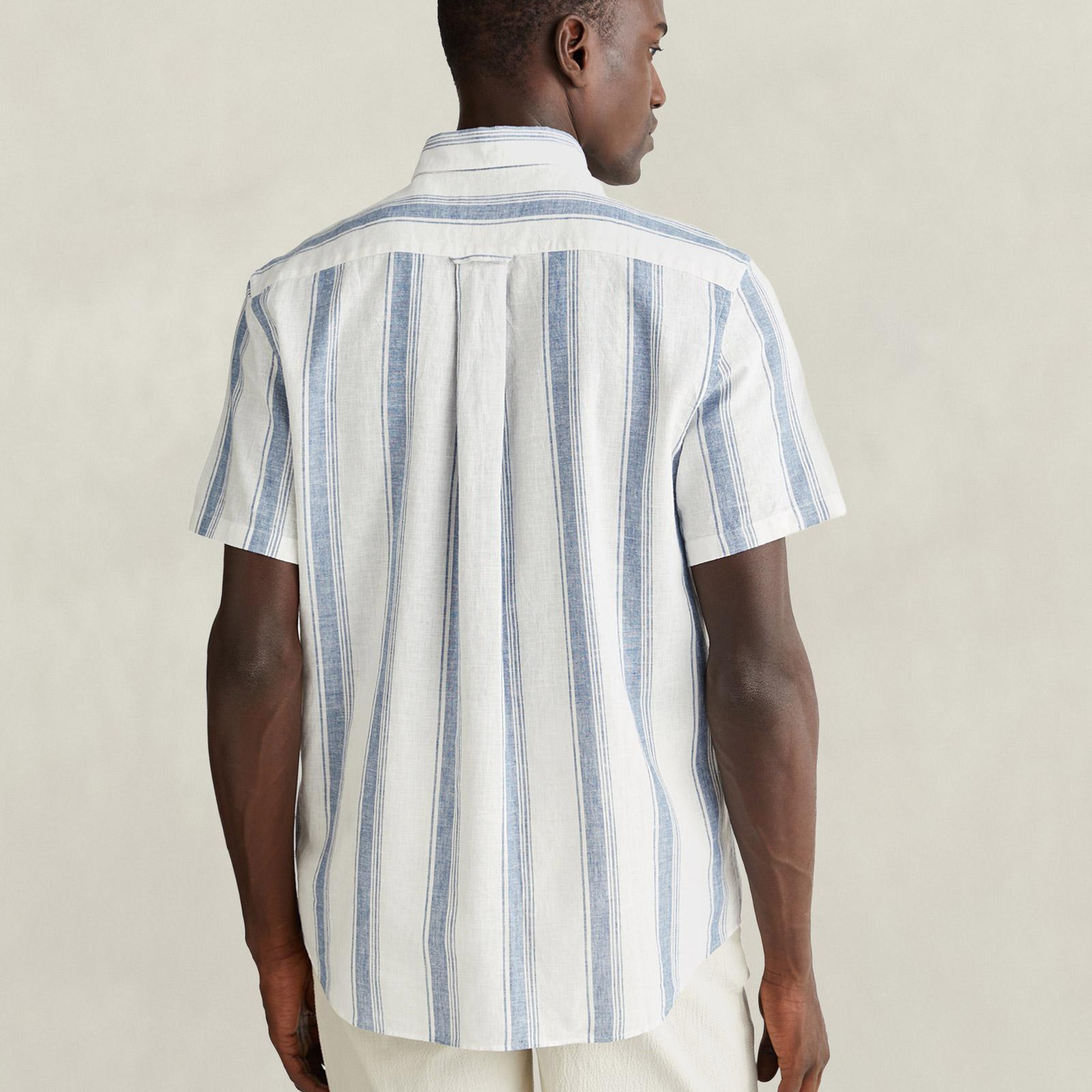 GANT Erkek Mavi Regular Fit Çizgili Logolu Gömlek