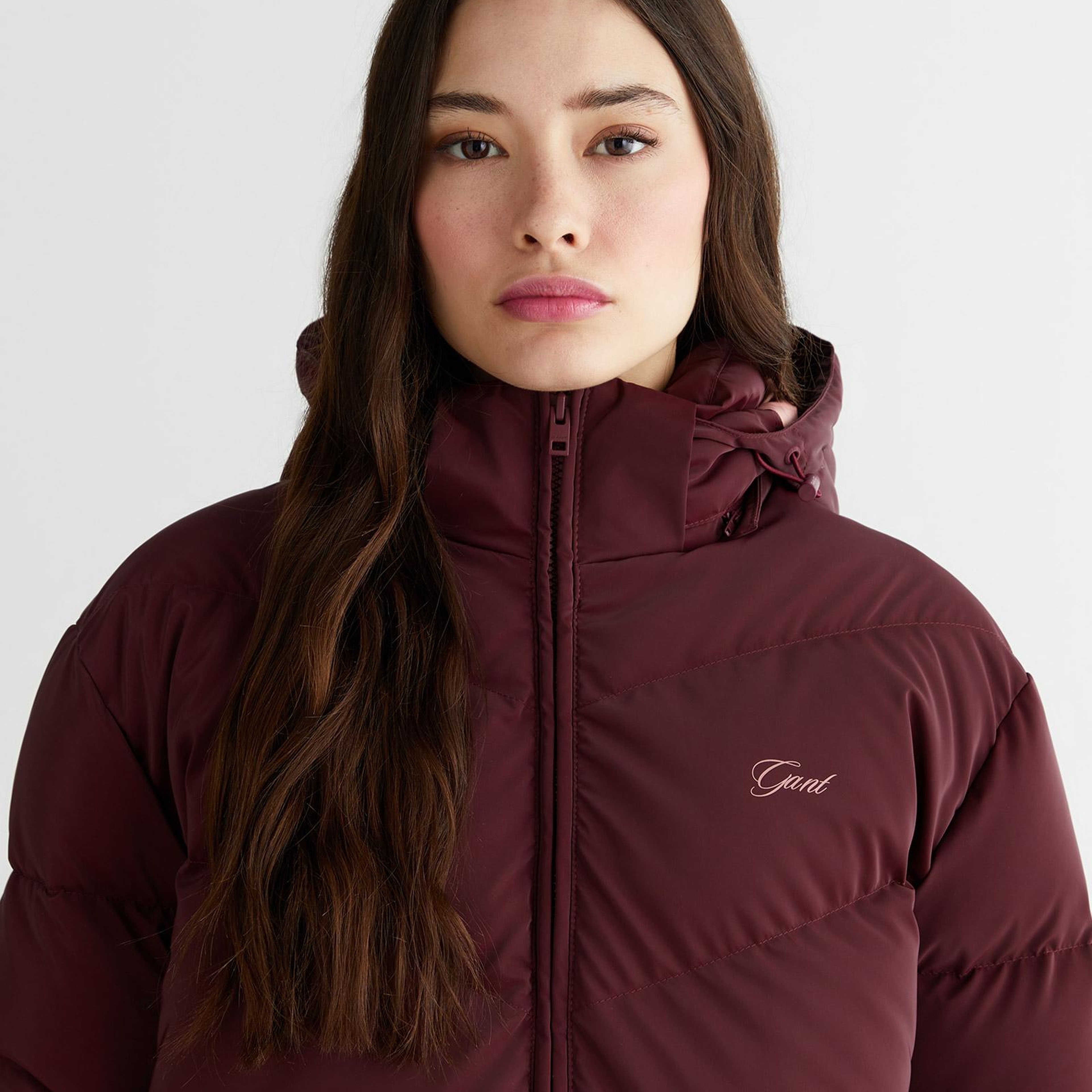 GANT Kadın Bordo Regular Fit Fermuarlı Mont