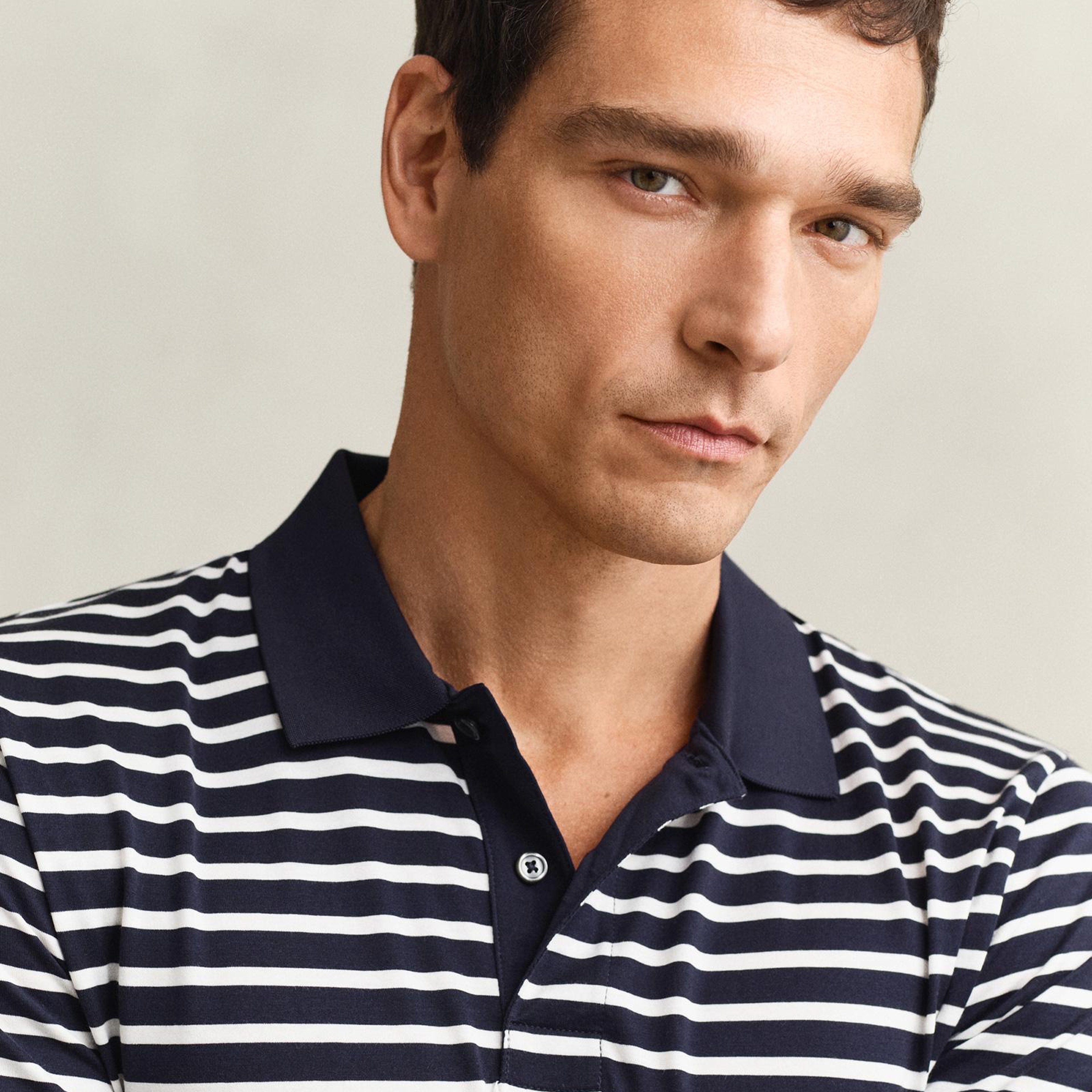 GANT Erkek Lacivert Regular Fit Çizgili Polo Yaka T-Shirt