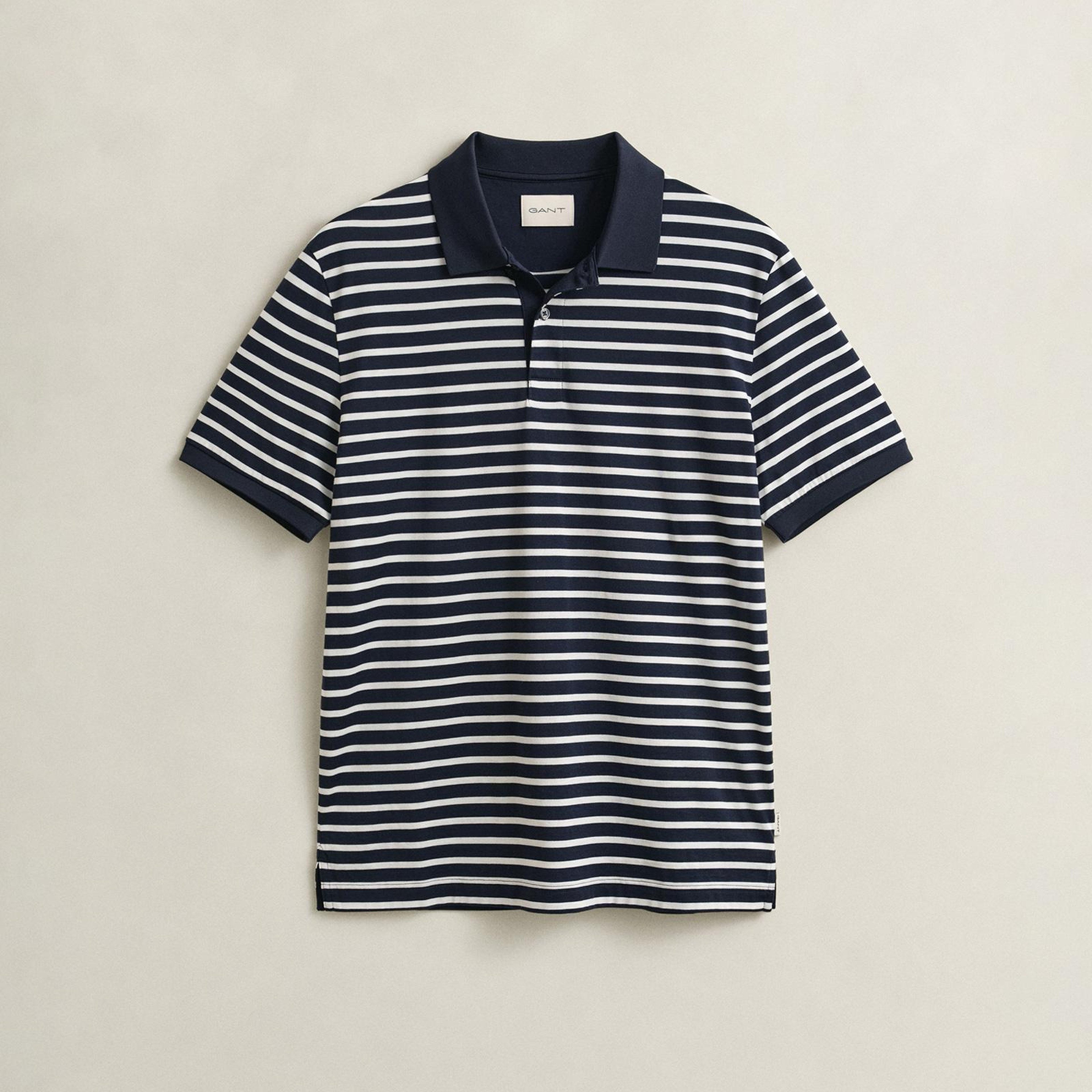 GANT Erkek Lacivert Regular Fit Çizgili Polo Yaka T-Shirt