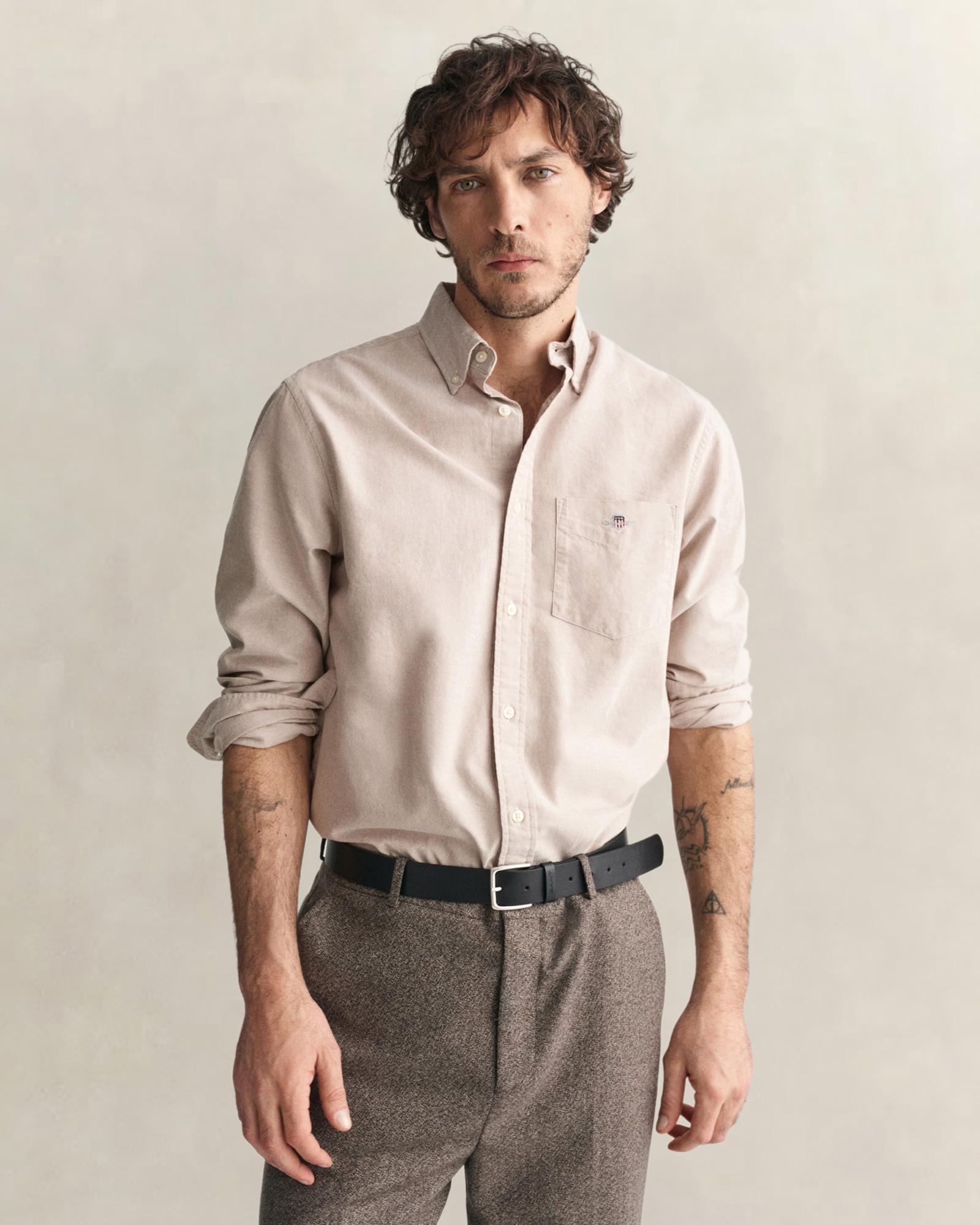GANT Erkek Kahverengi Regular Fit Düğmeli Yaka Oxford Gömlek