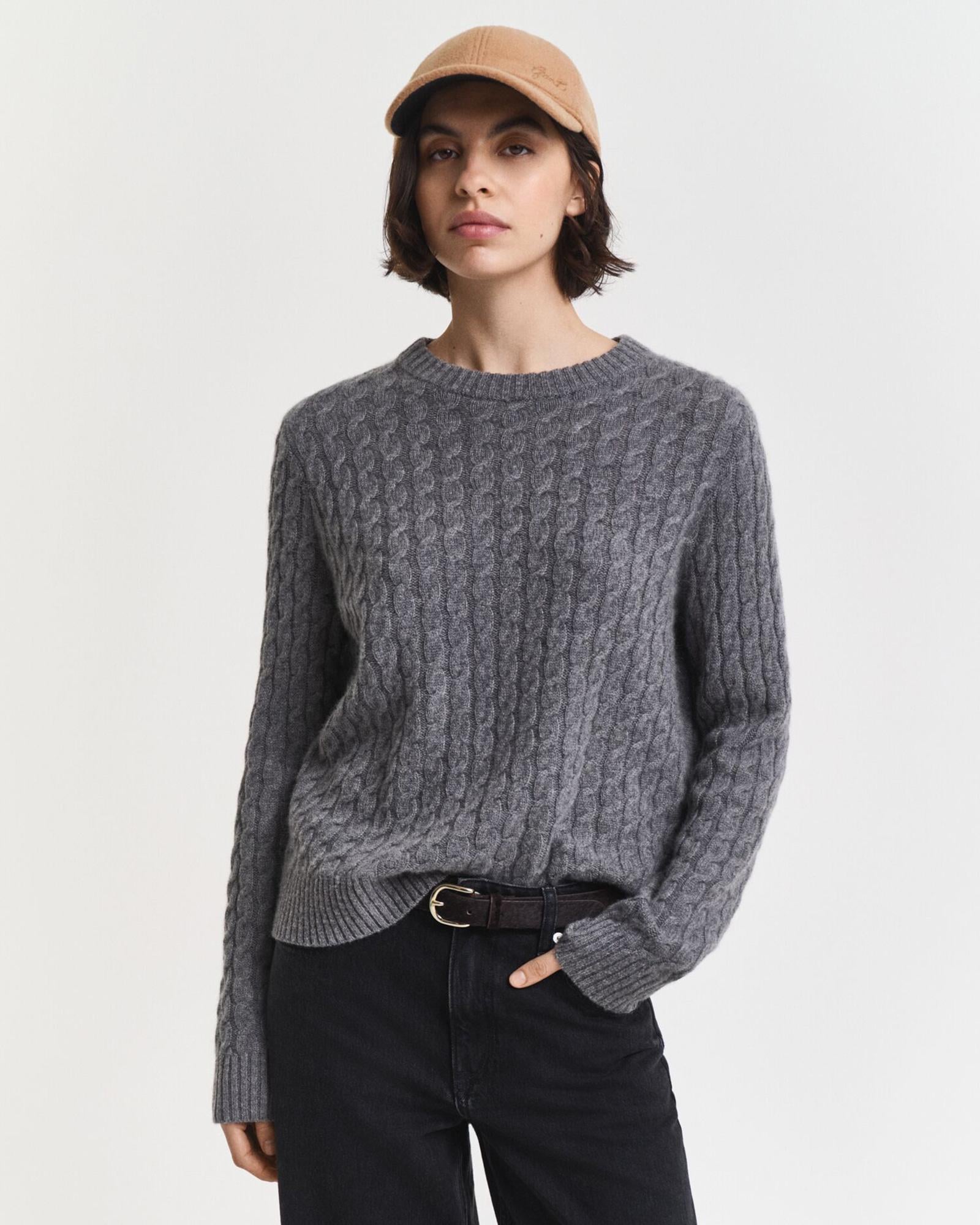 GANT Kadın Gri Regular Fit Triko