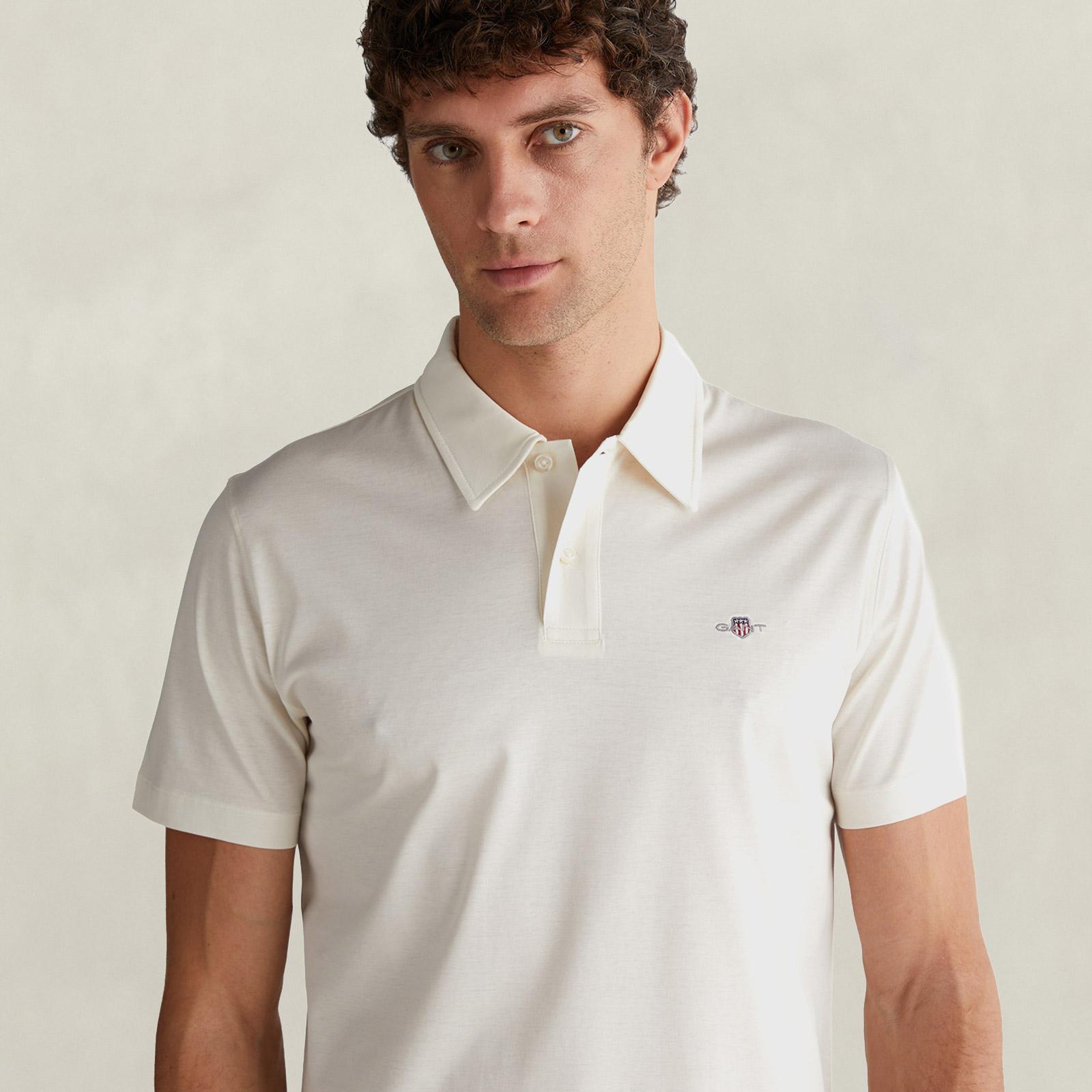 GANT Erkek Beyaz Regular Fit Logolu Polo Yaka T-Shirt