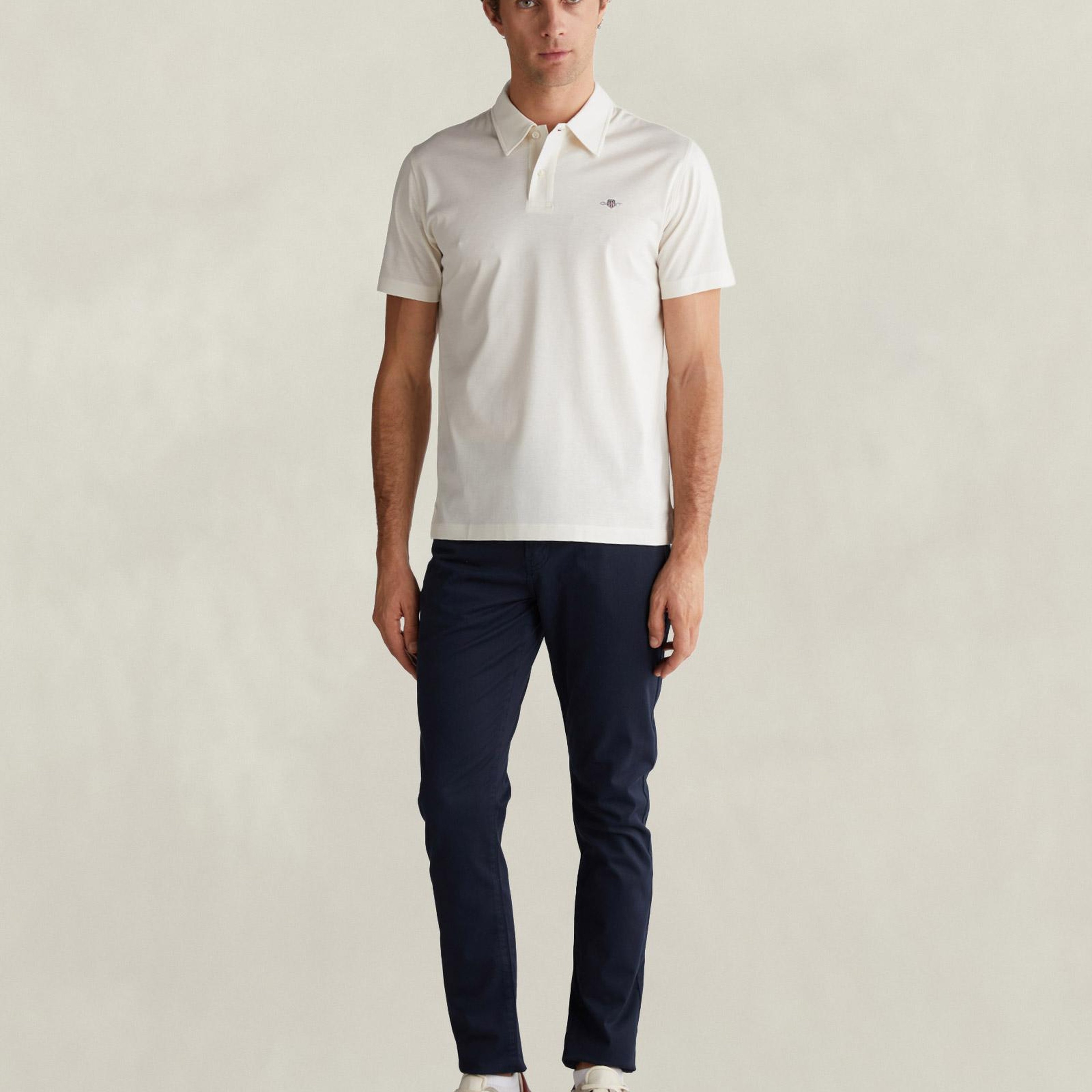 GANT Erkek Beyaz Regular Fit Logolu Polo Yaka T-Shirt