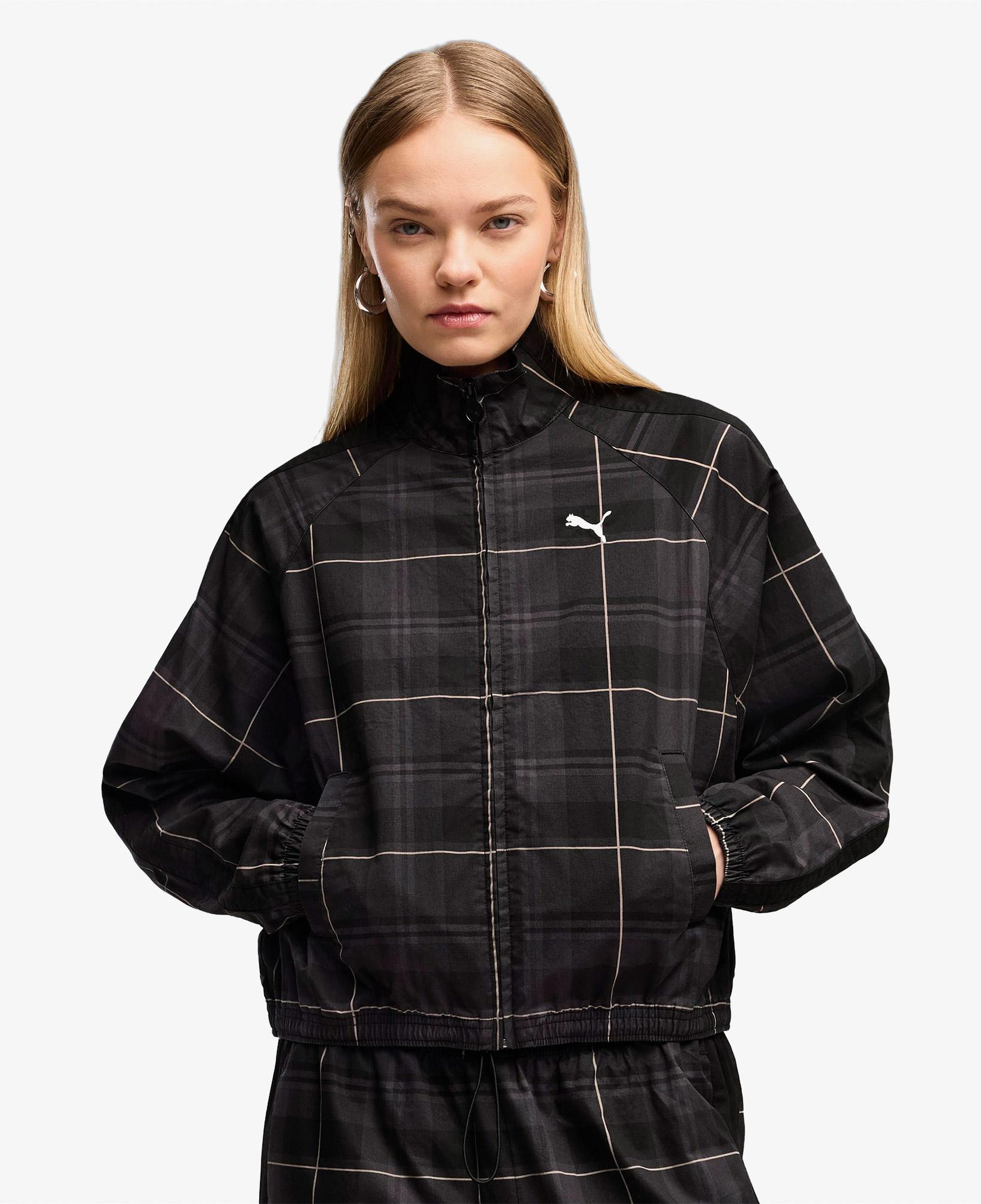 Puma T7 Tartan Woven Kadın Siyah Ceket
