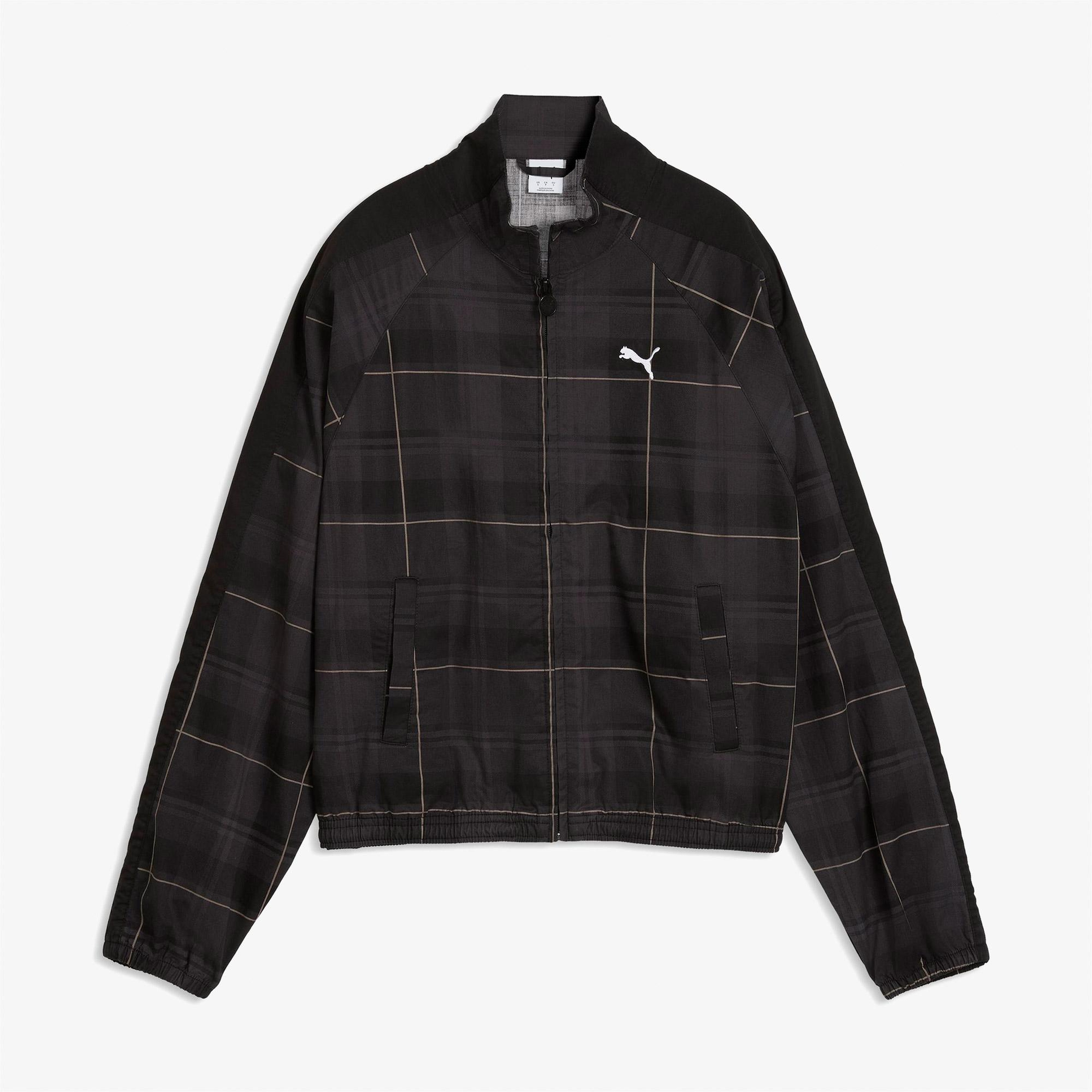 Puma T7 Tartan Woven Kadın Siyah Ceket