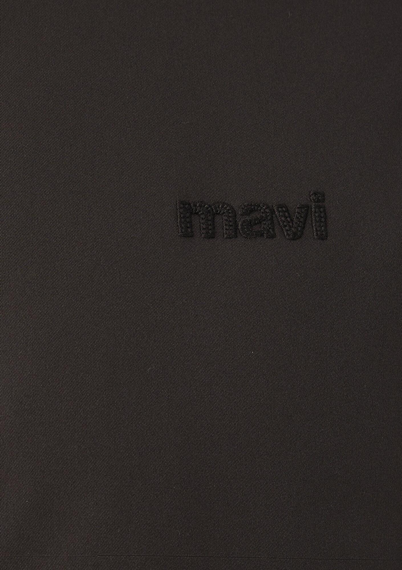 Mavi Kapüşonlu Kahverengi Şişme Mont Loose Fit / Bol Rahat Kesim 0110833-70219