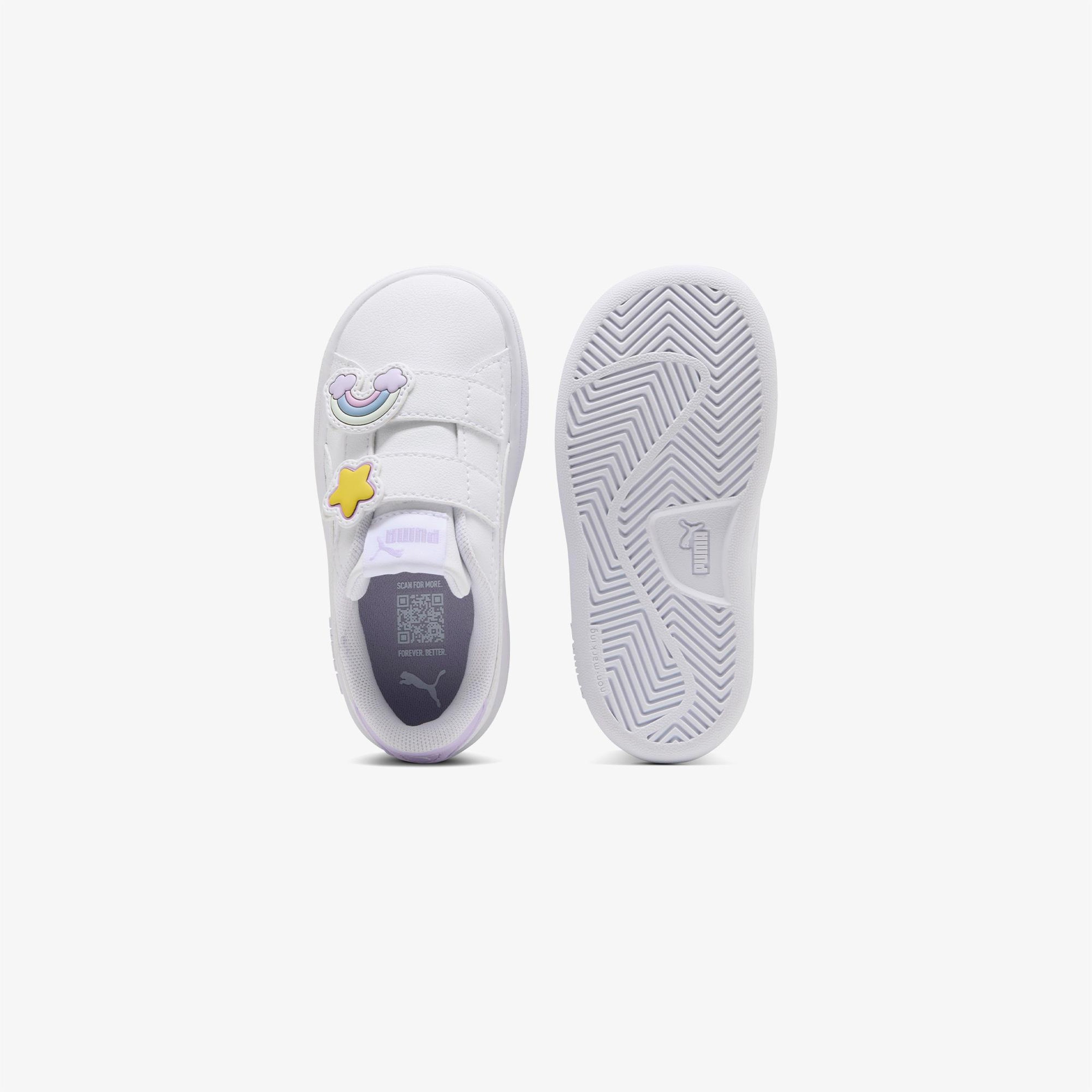 Puma Smash 3.0 Badges Çocuk Beyaz Spor Ayakkabı