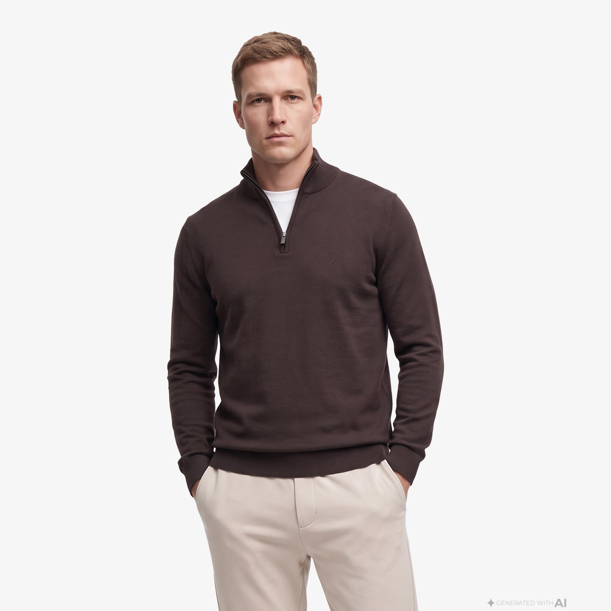 Nautica Erkek Kahverengi Regular Fit Triko
