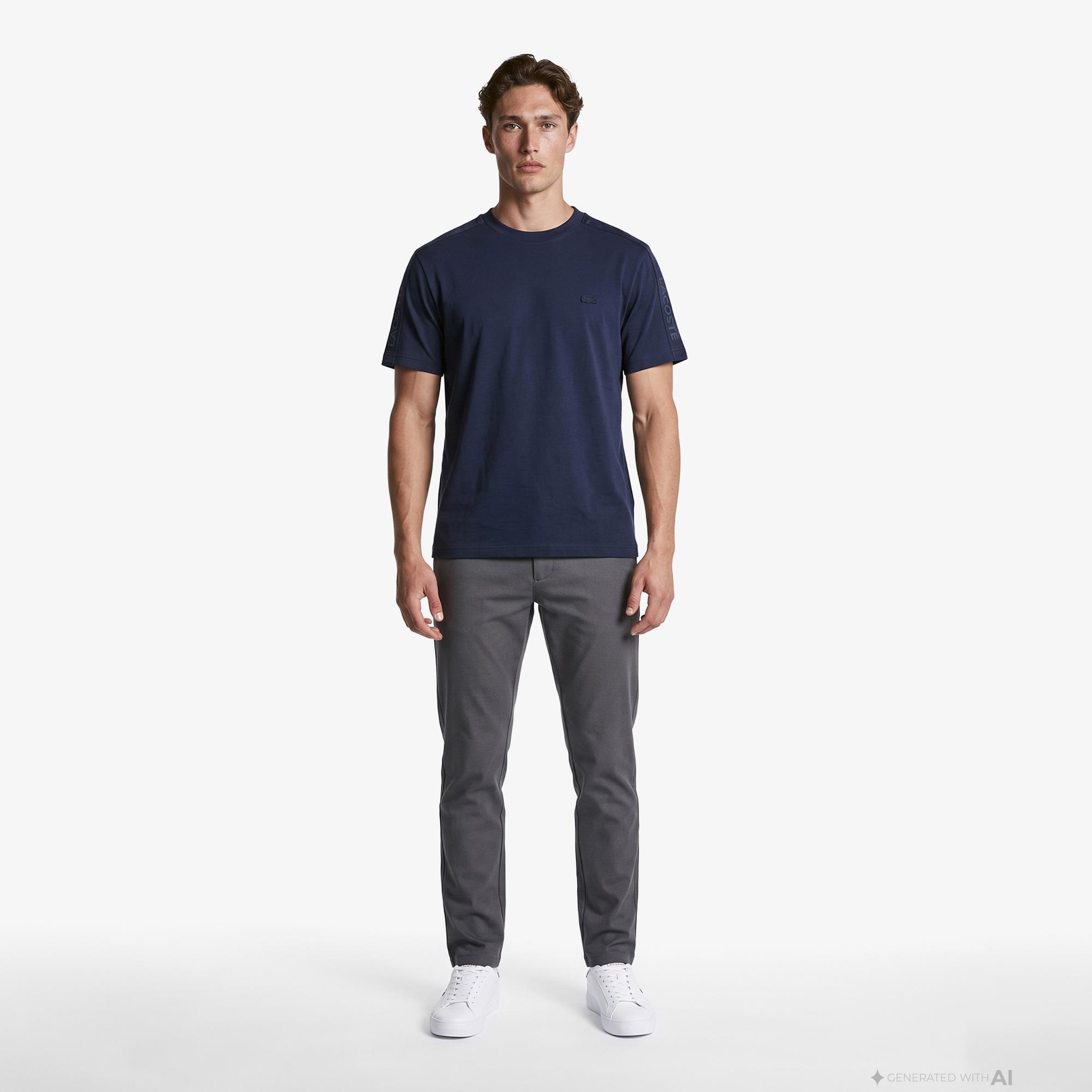 Erkek Relaxed Fit Bisiklet Yaka Lacivert T-Shirt