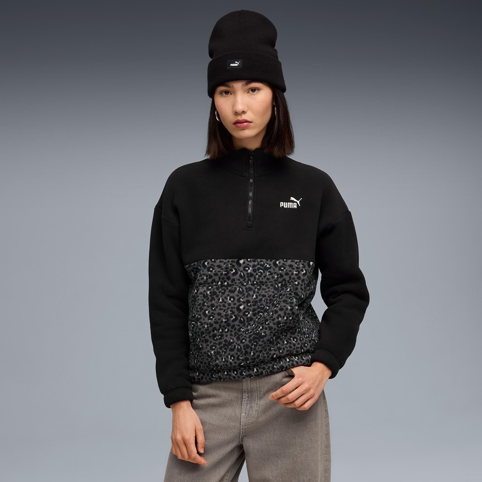 Puma Essentials Animal Crew Kadın Siyah Sweatshirt