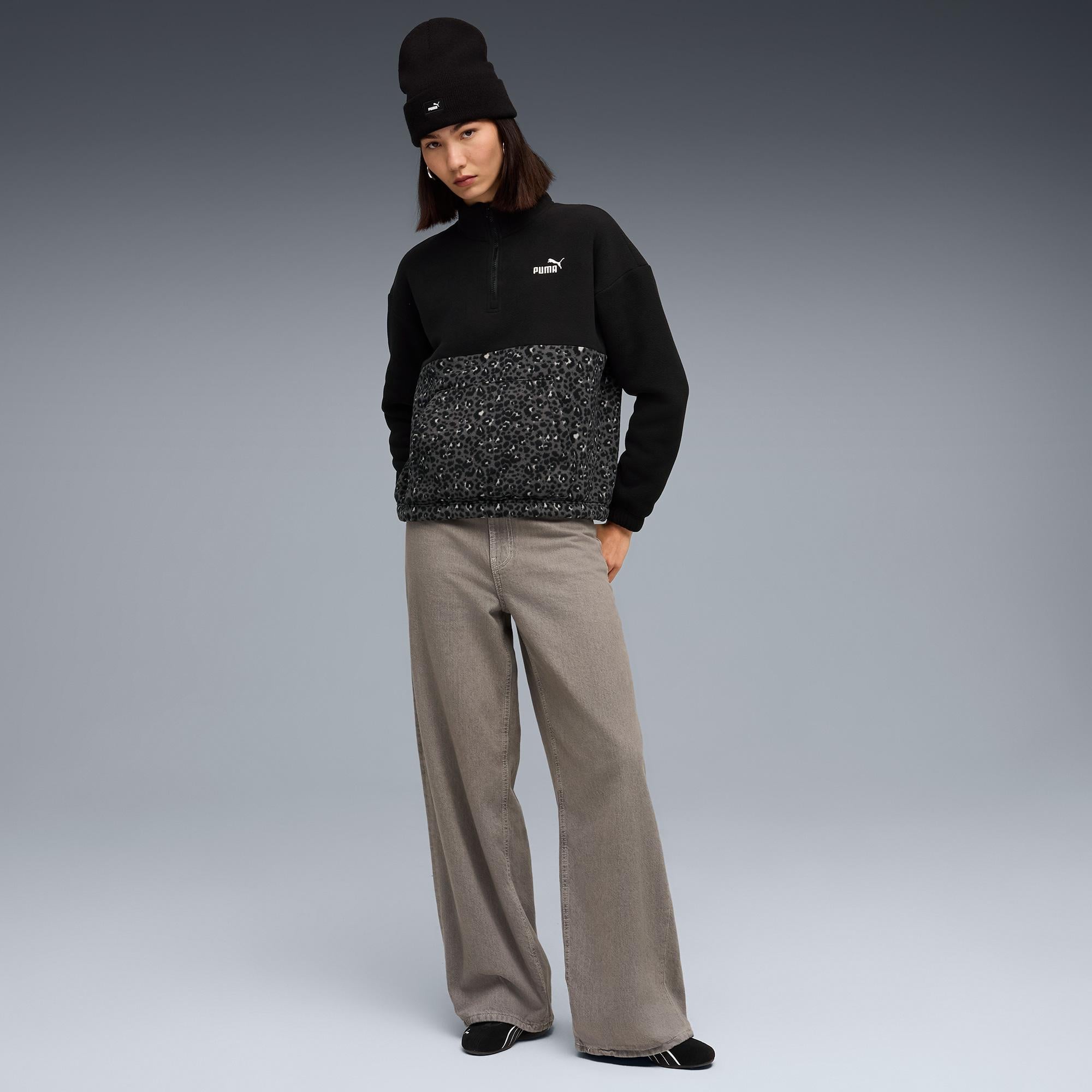 Puma Essentials Animal Crew Kadın Siyah Sweatshirt