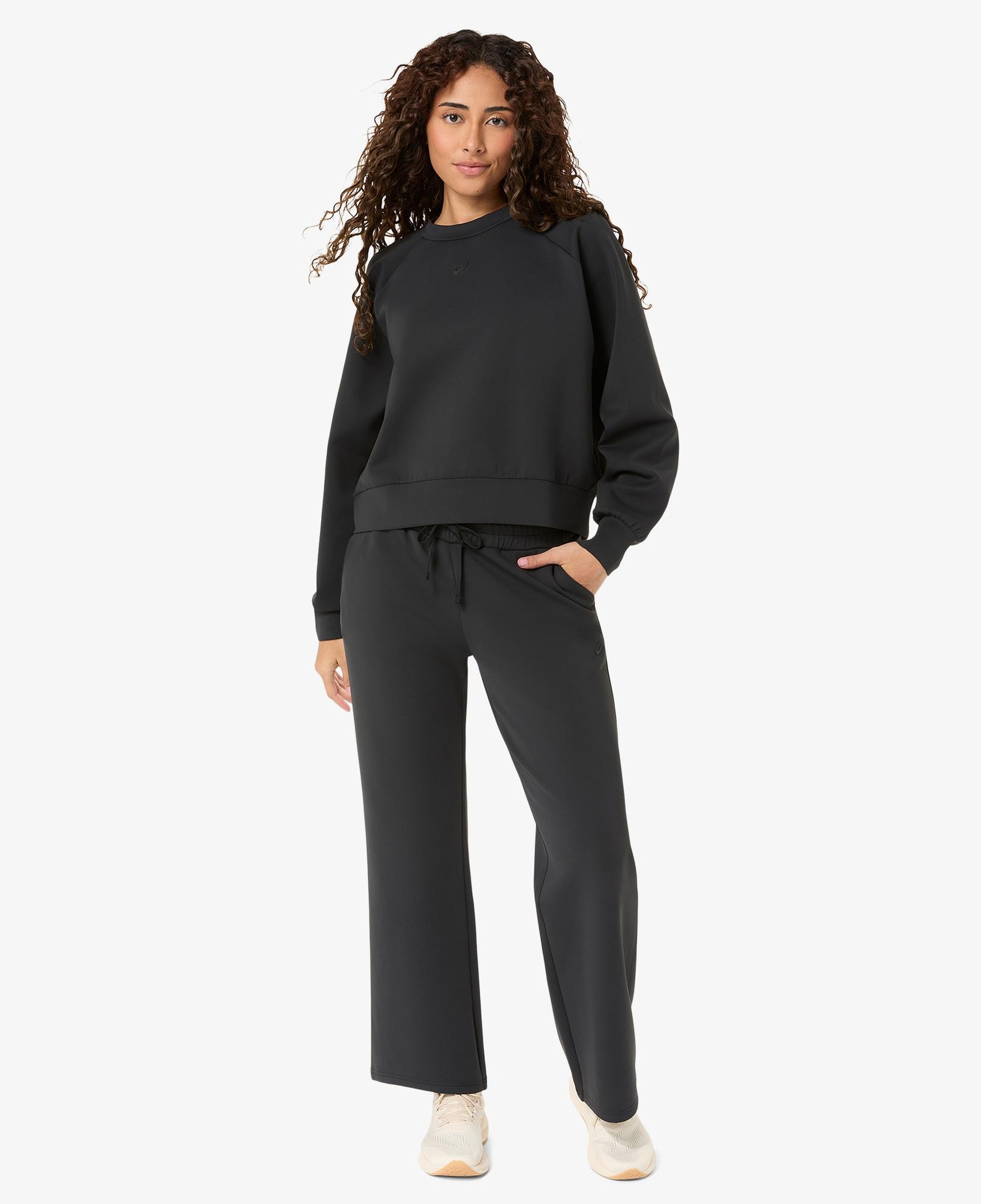 Asics Nagino Refined Texture Sweat Flare Kadın Siyah Koşu Eşofman Altı