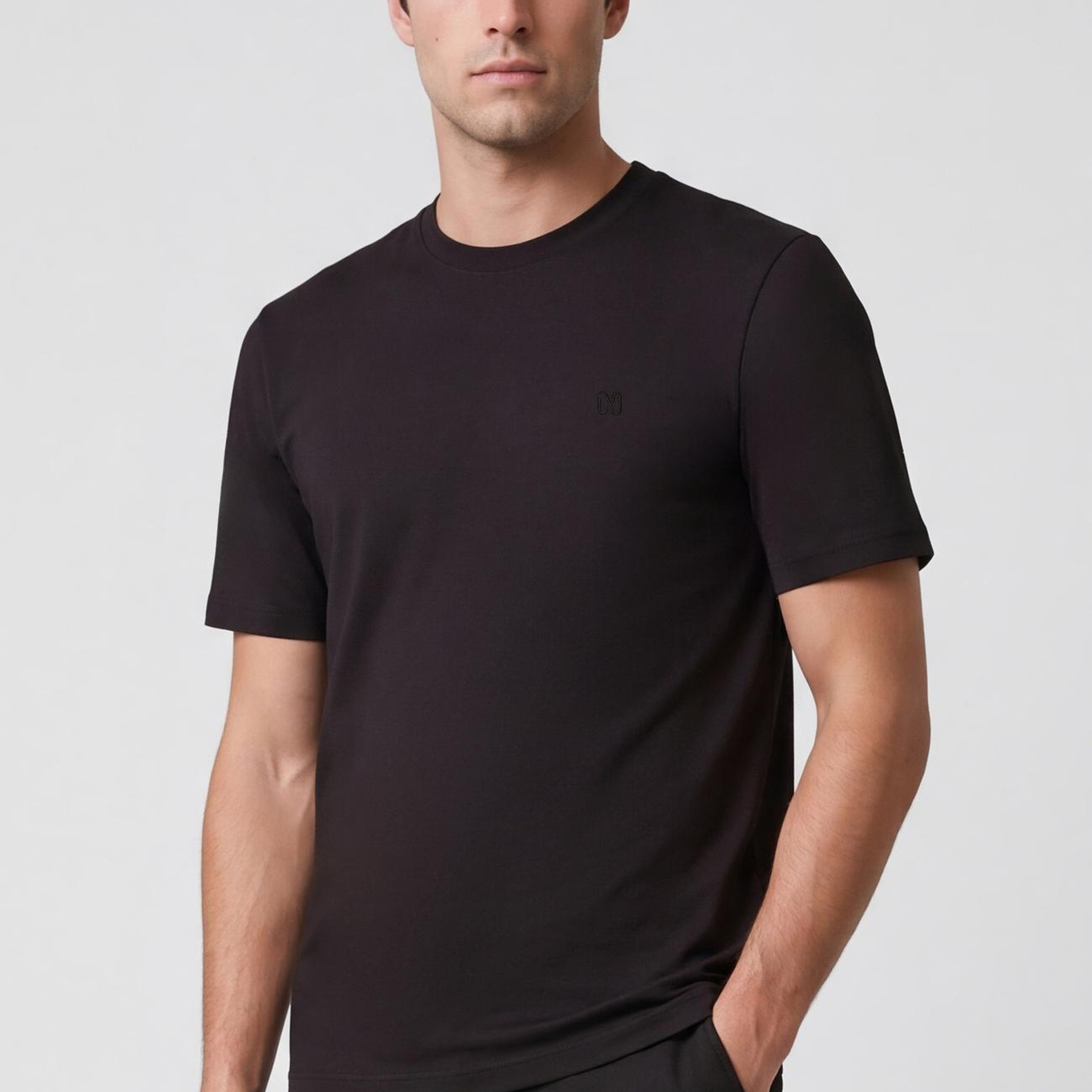 Network Erkek Siyah Kısa Kol Basic T-shirt