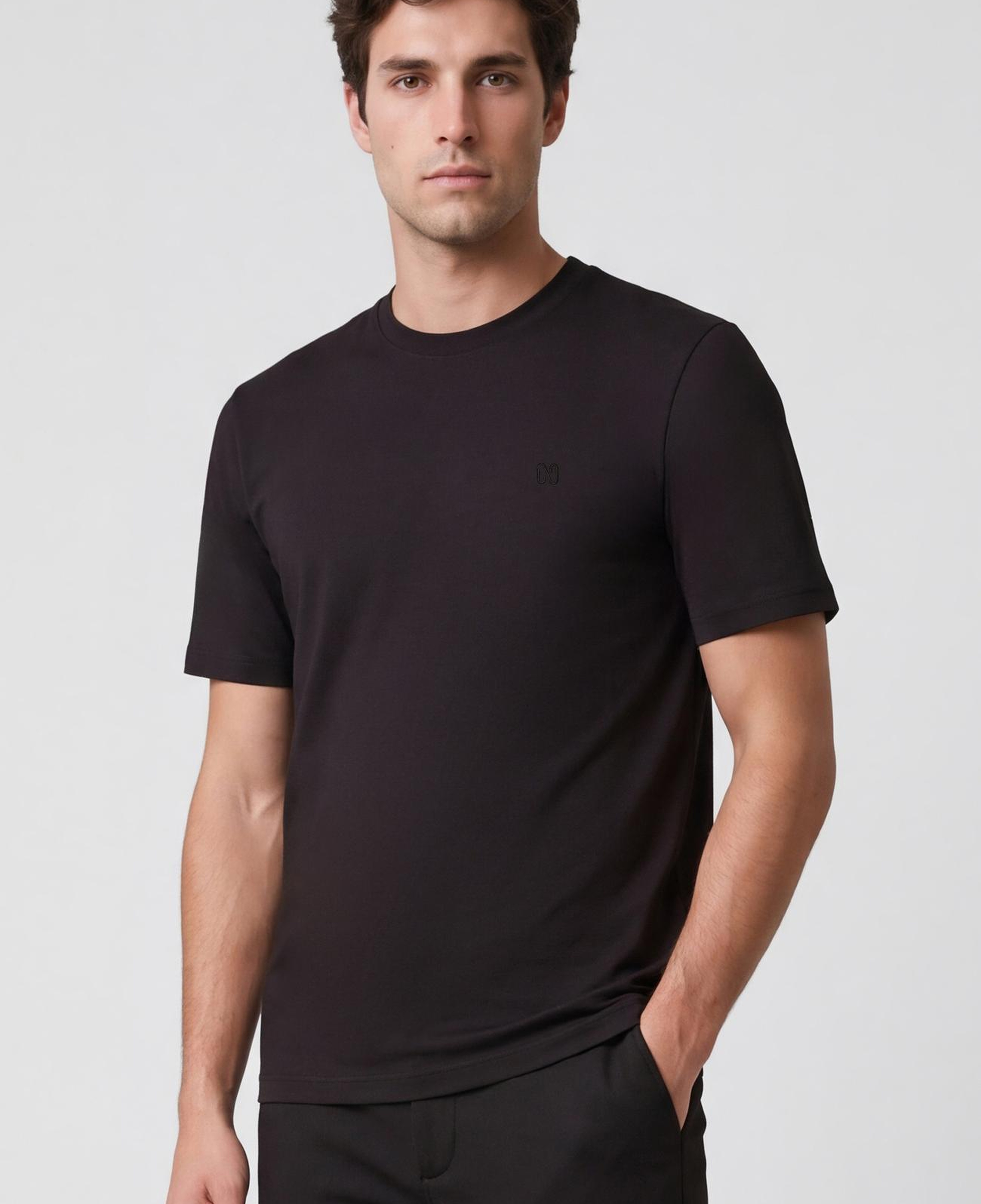 Network Erkek Siyah Kısa Kol Basic T-shirt