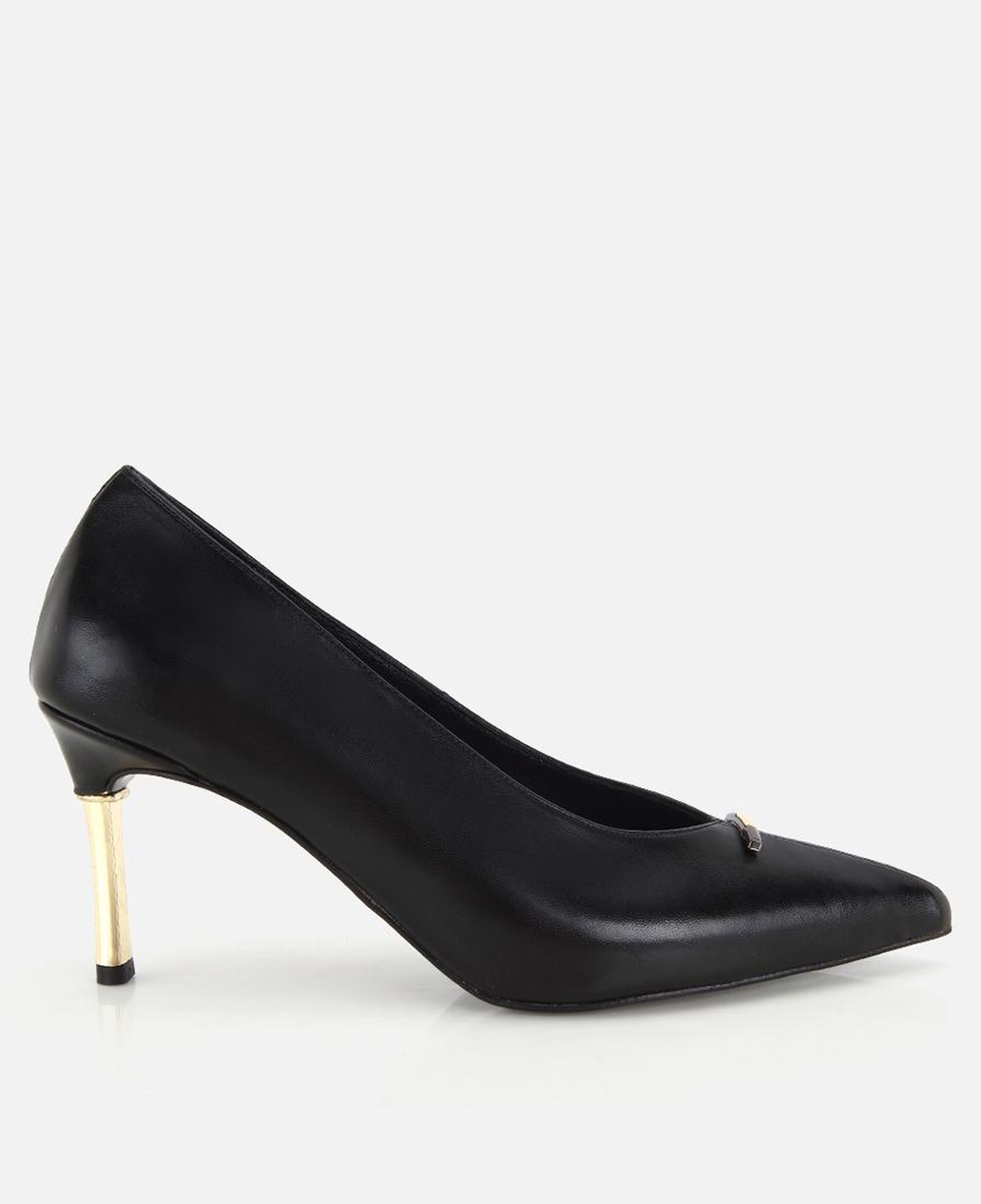 Kadın Siyah Gold Topuk Detaylı İnce Topuklu Stiletto