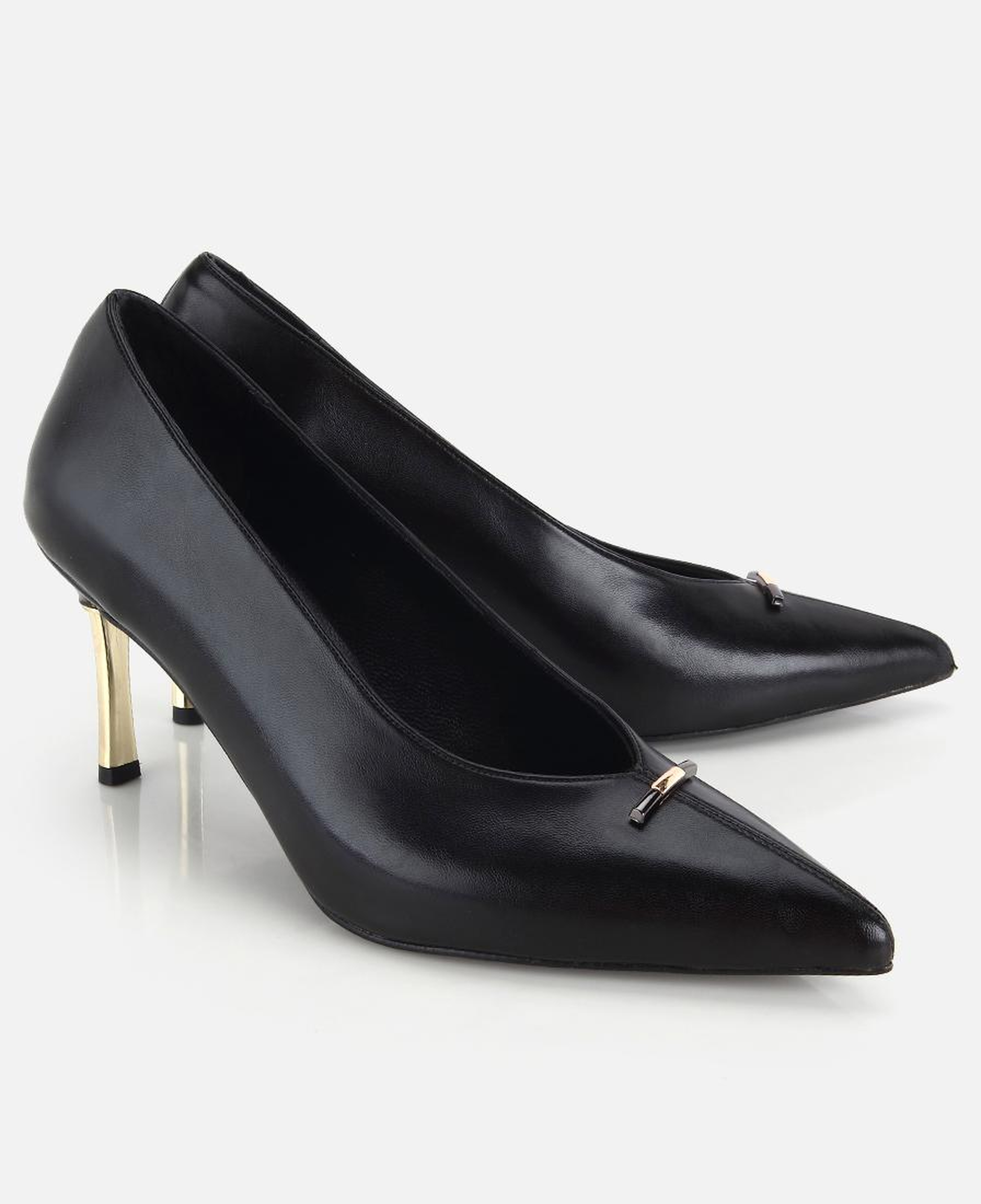 Kadın Siyah Gold Topuk Detaylı İnce Topuklu Stiletto