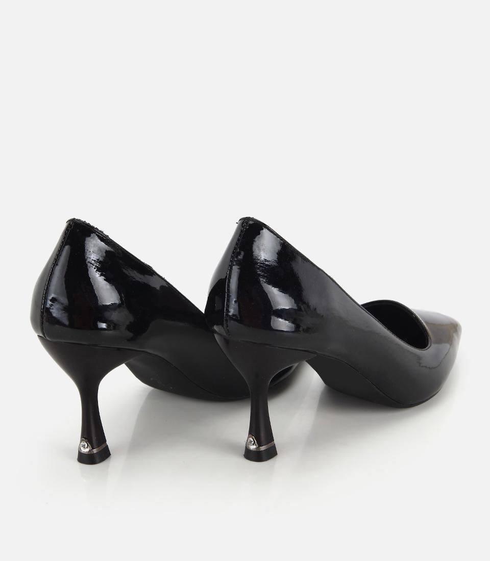 Kadın Rugan Siyah Taş Detaylı İnce Topuklu Stiletto