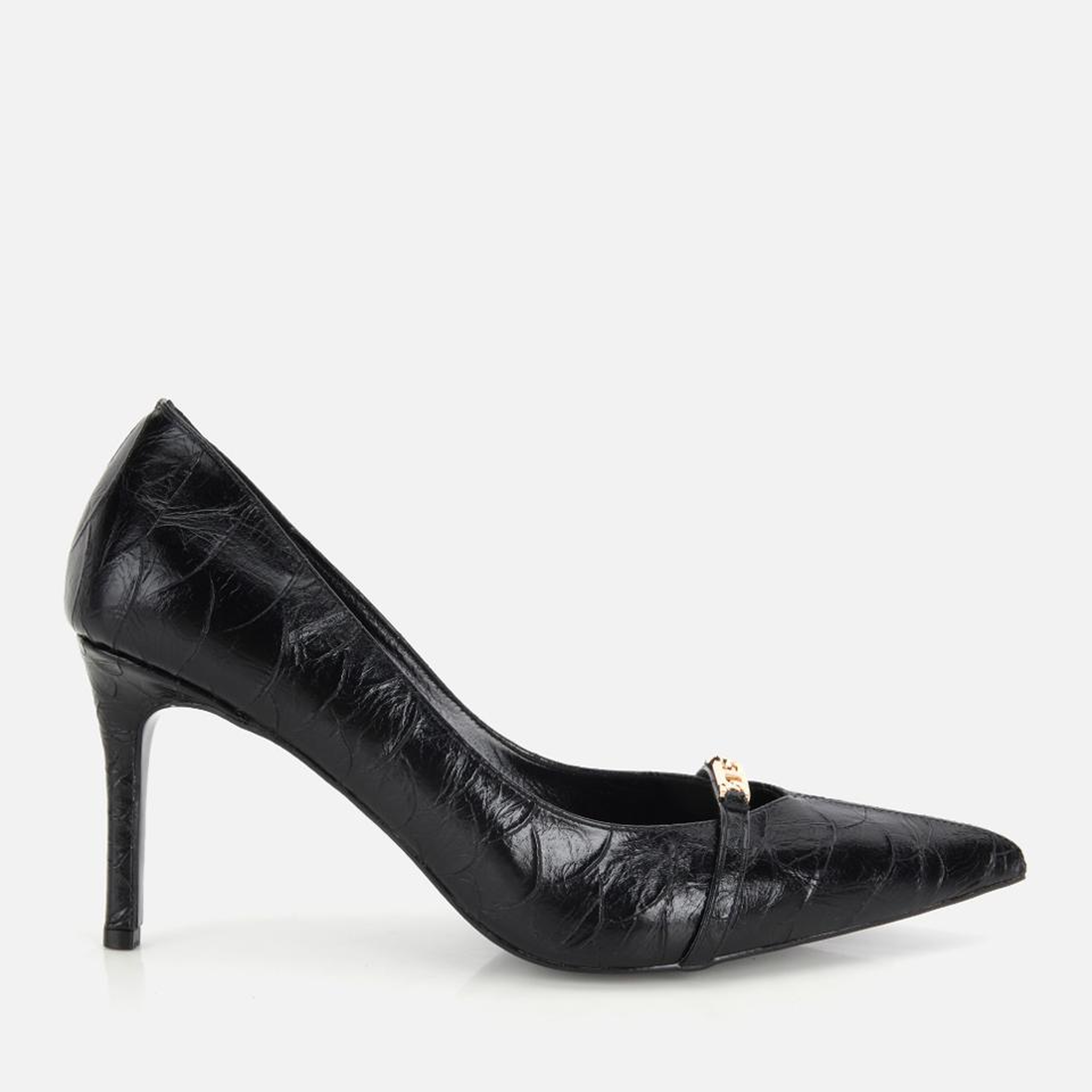 Kadın Siyah Zincir Detaylı İnce Topuklu Stiletto