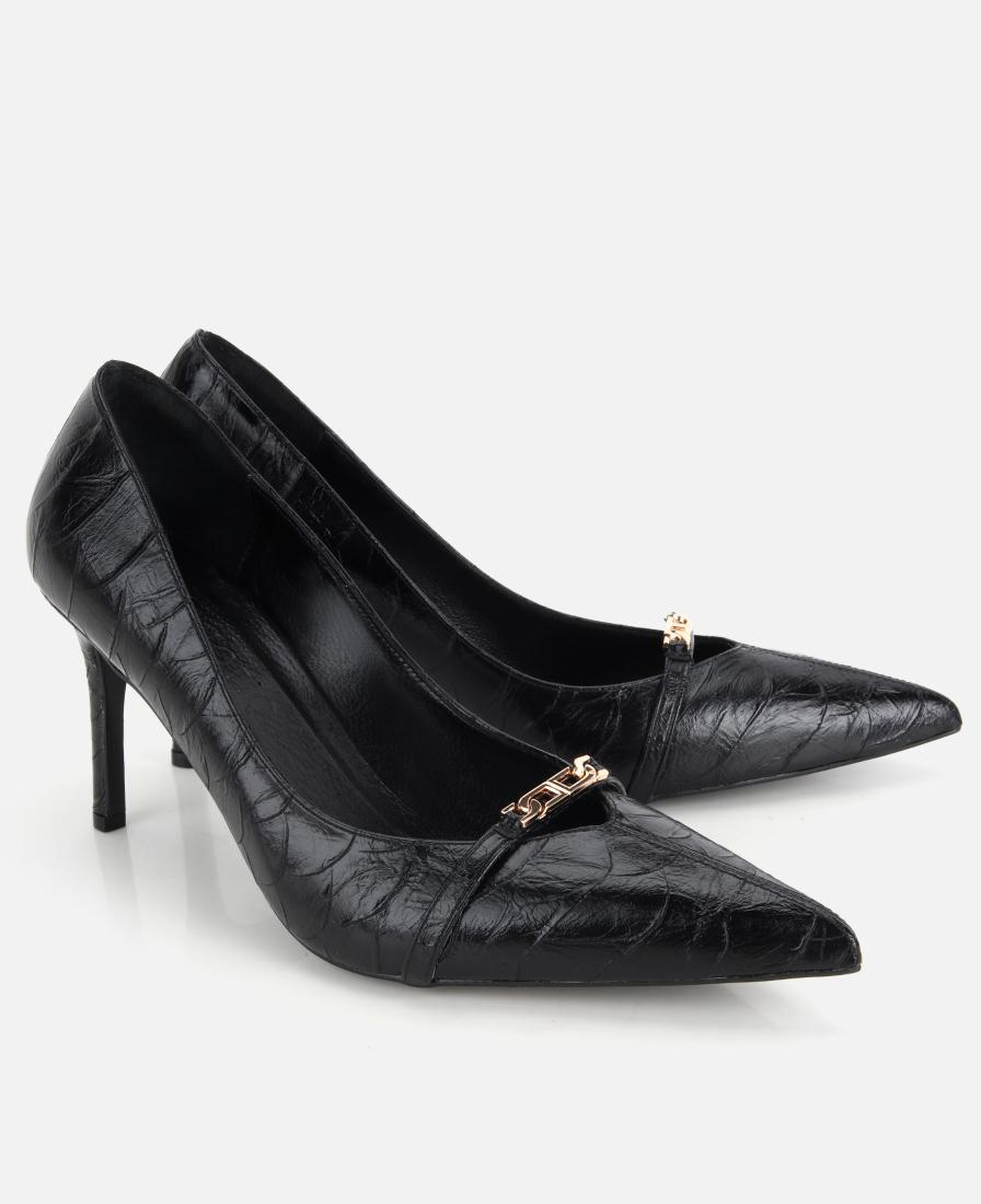 Kadın Siyah Zincir Detaylı İnce Topuklu Stiletto