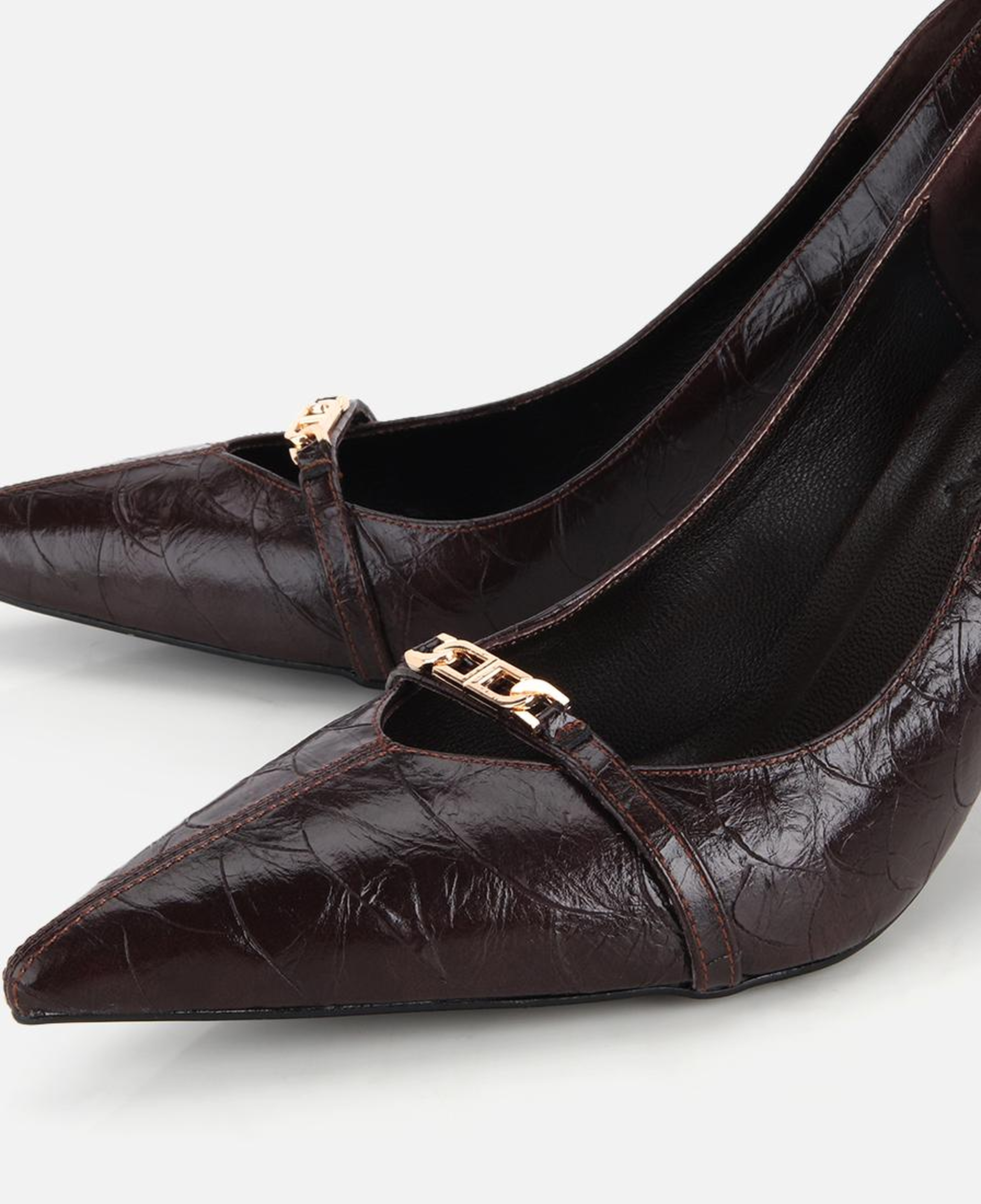 Kadın Kahverengi Zincir Detaylı İnce Topuklu Stiletto