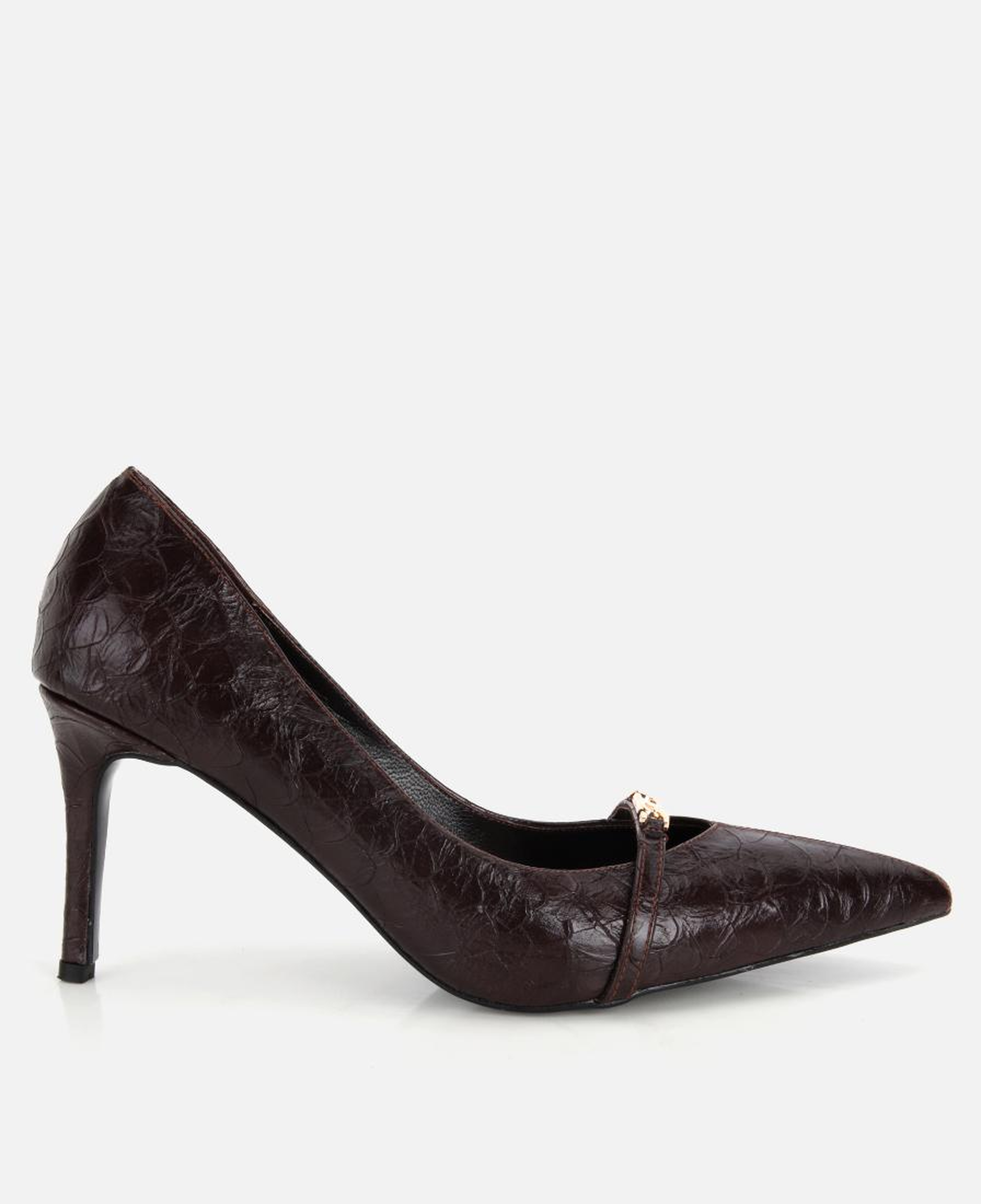 Kadın Kahverengi Zincir Detaylı İnce Topuklu Stiletto
