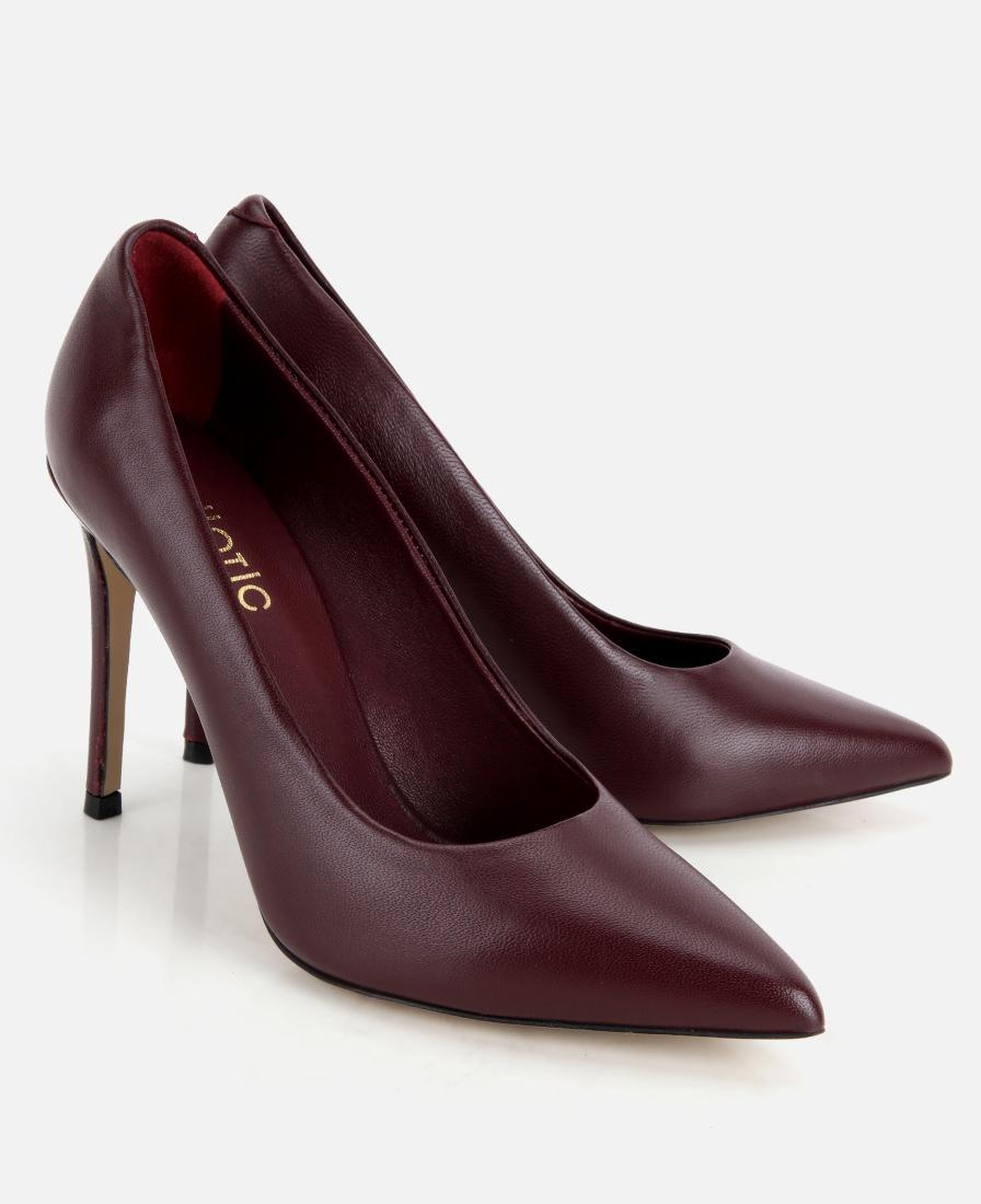 Kadın Deri Bordo Yumuşak Dokulu Klasik İnce Topuklu Stiletto