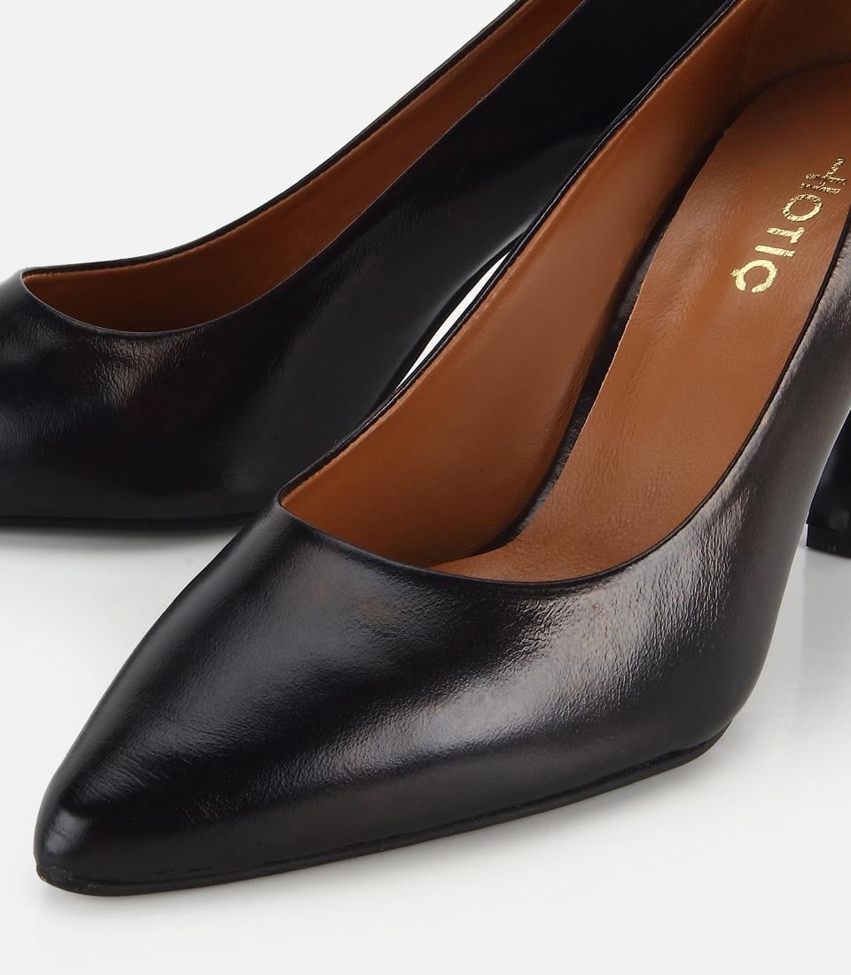 Kadın Deri Siyah Yumuşak Dokulu İnce Topuklu Stiletto